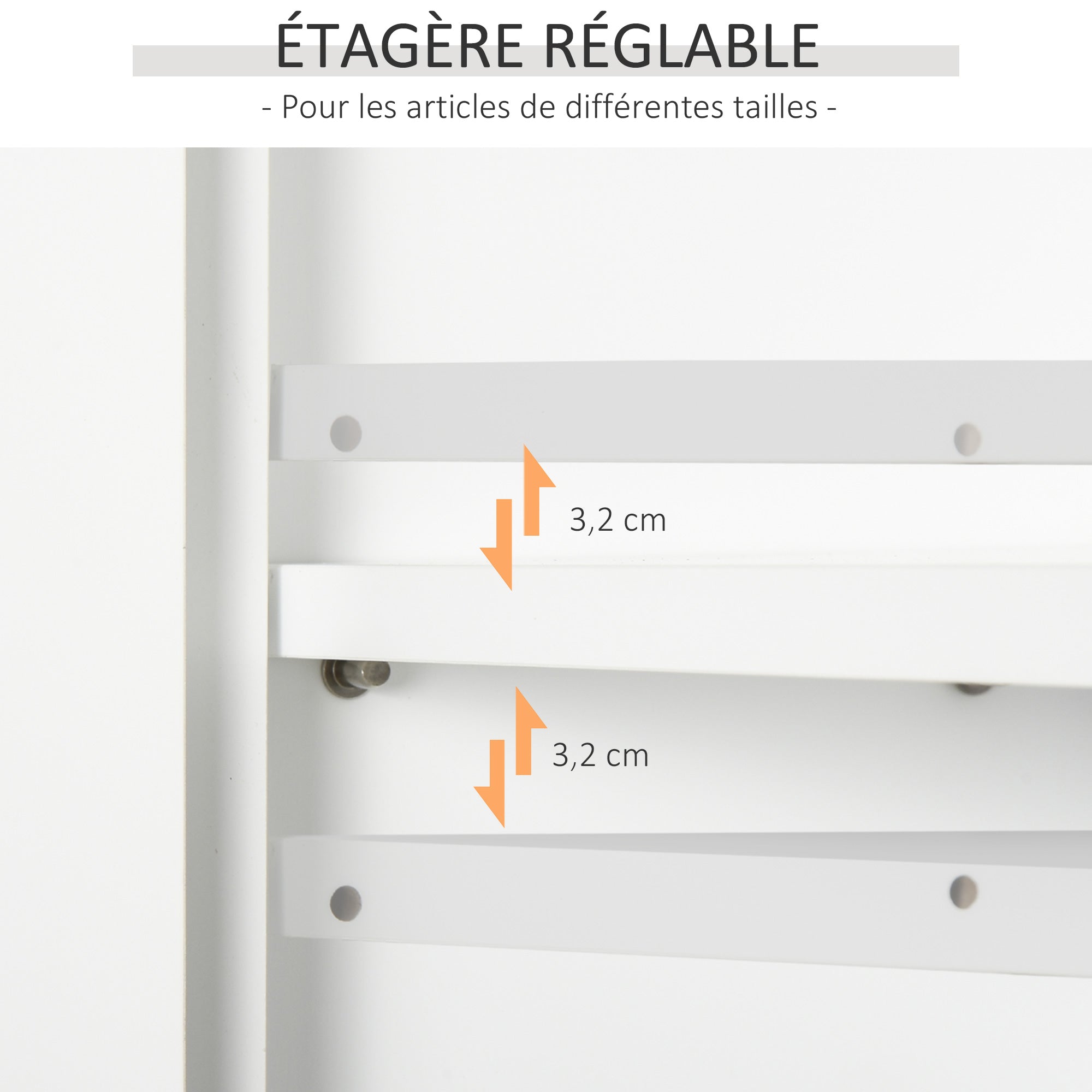 Armoire Haute Murale de Salle de Bain ou WC Placard 2 Portes 2 étagères Niche dim. 60L x 20l x 58H cm MDF Panneaux Particules Blanc