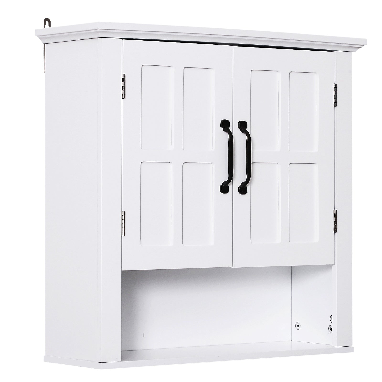 Armoire Haute Murale de Salle de Bain ou WC Placard 2 Portes 2 étagères Niche dim. 60L x 20l x 58H cm MDF Panneaux Particules Blanc