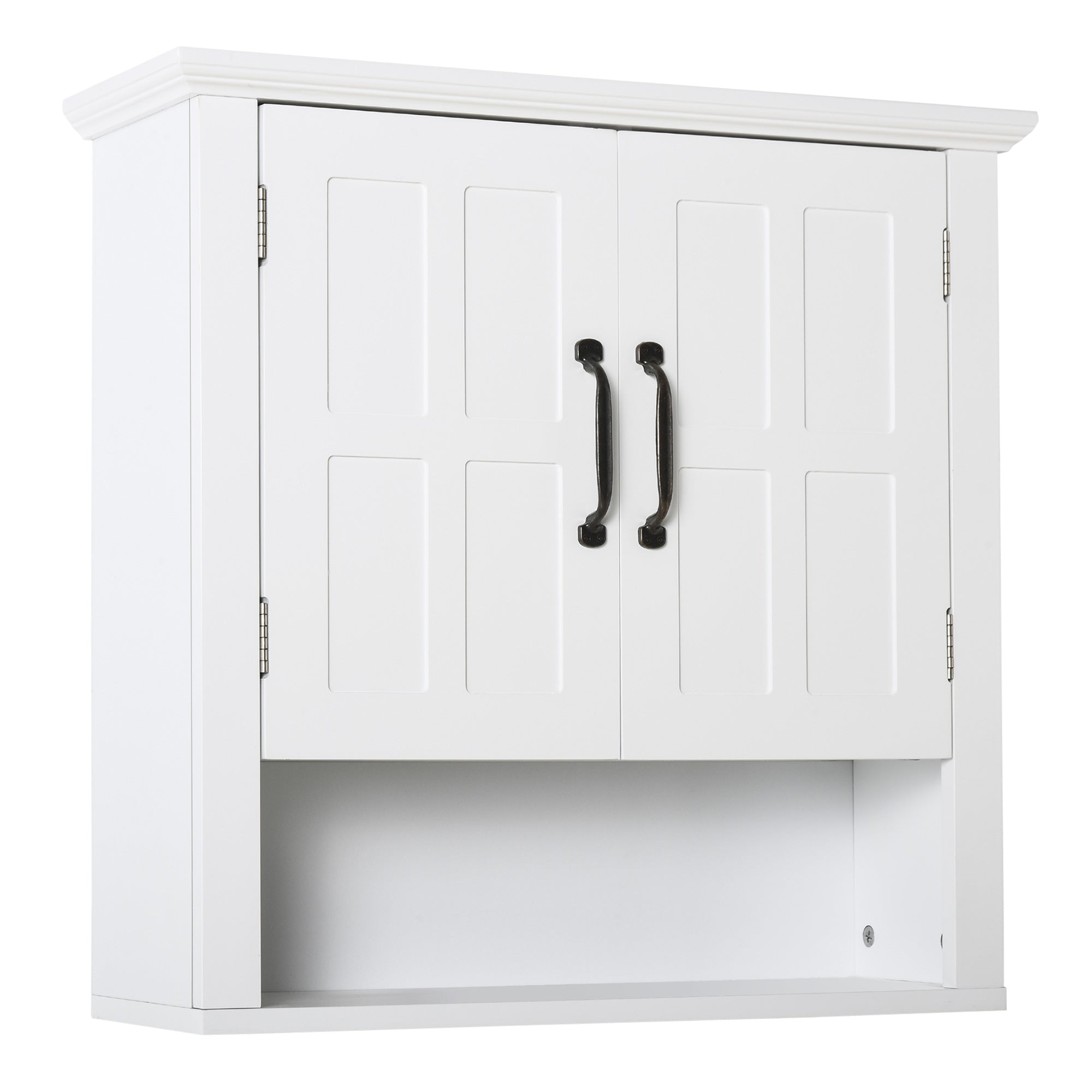 Armoire Haute Murale de Salle de Bain ou WC Placard 2 Portes 2 étagères Niche dim. 60L x 20l x 58H cm MDF Panneaux Particules Blanc