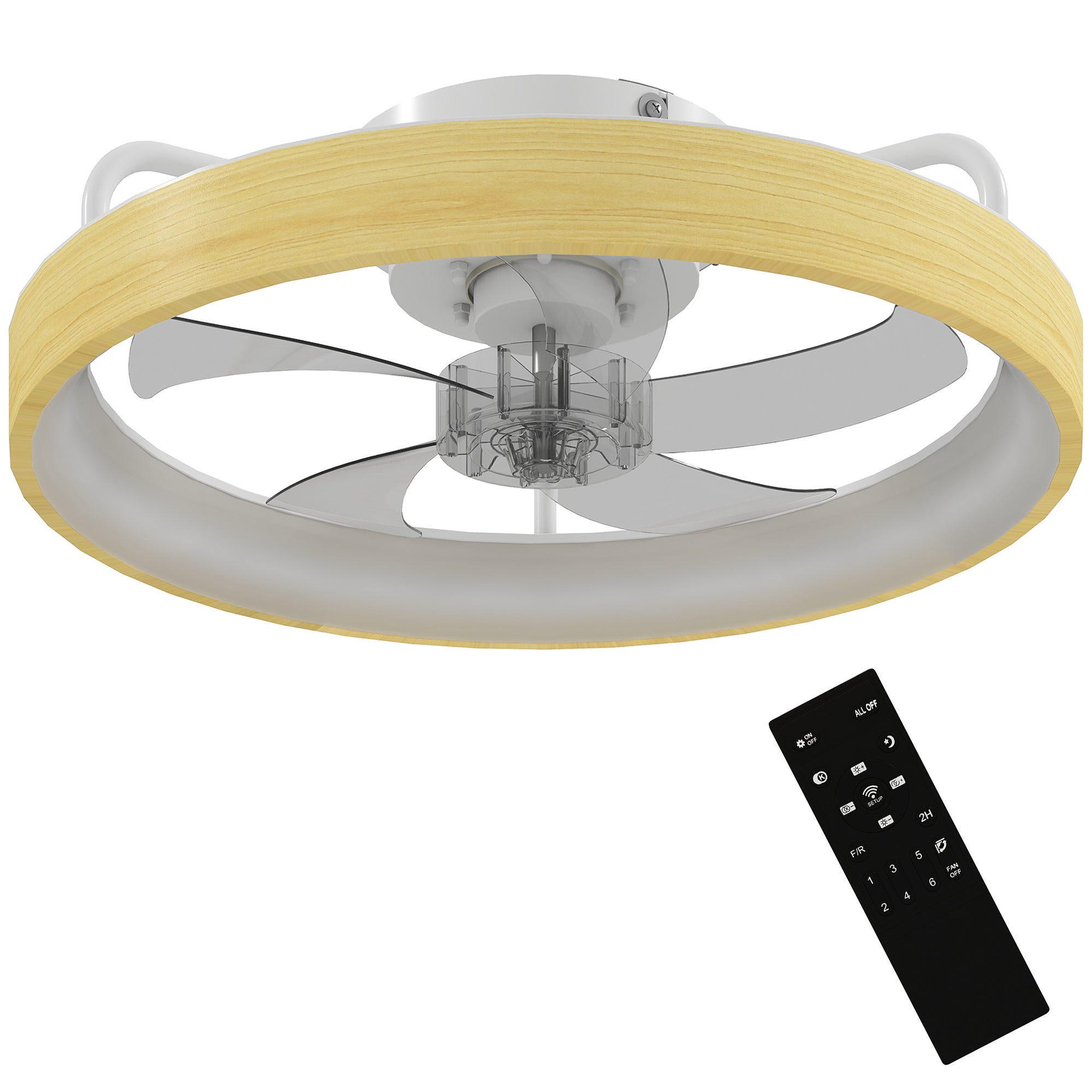 Ventilateur de plafond avec lumière LED plafonnier ventilateur Ø49 cm 7 pales moteur DC silencieux 6 vitesses 3 températures de couleur luminosité réglable télécommande minuterie mode été-hiver