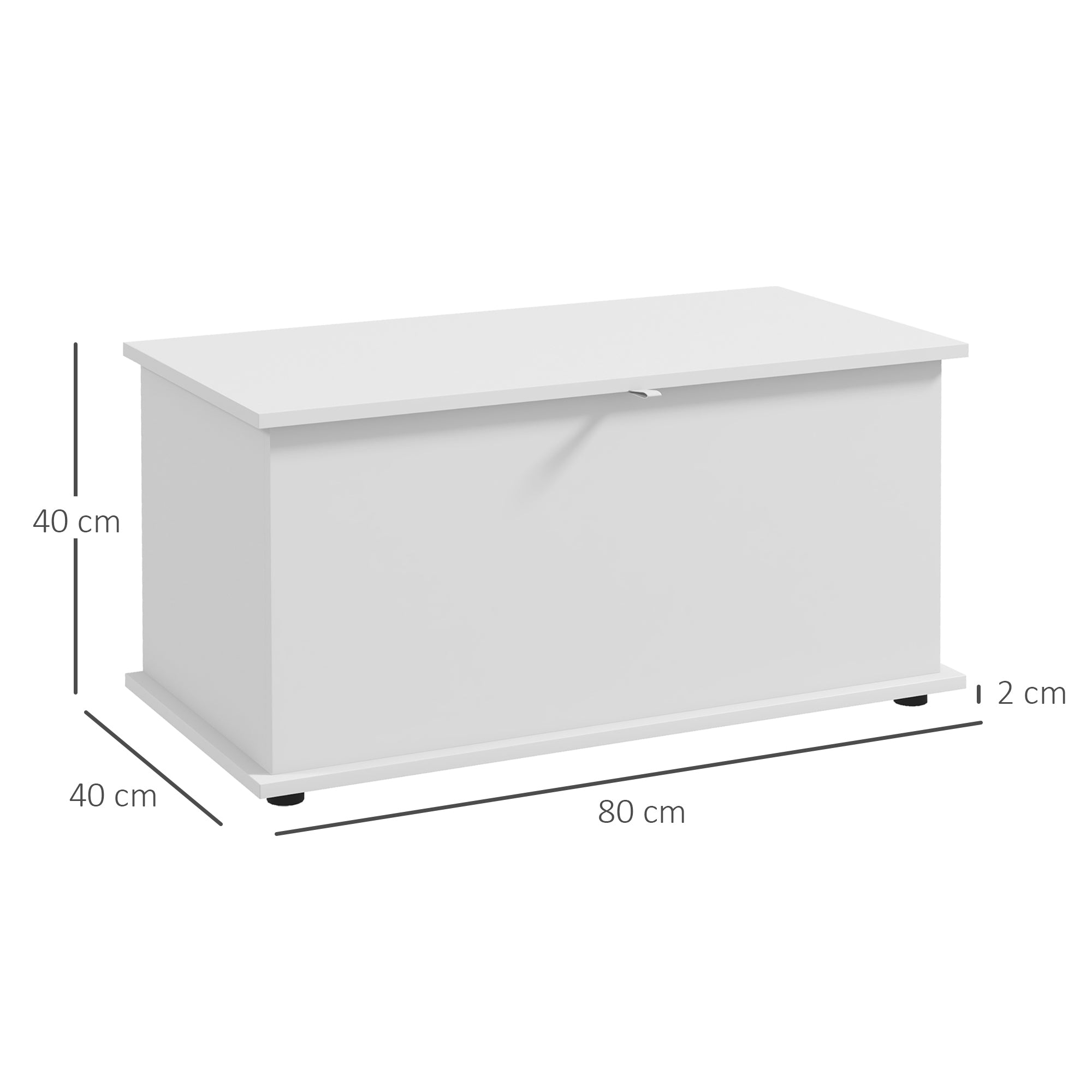Coffre de rangement, banc de rangement avec couvercle rabattable et charnières de sécurité, banc chaussures, meuble d'entrée, couloir, chambre, salon, 80 x 40 x 40 cm, blanc