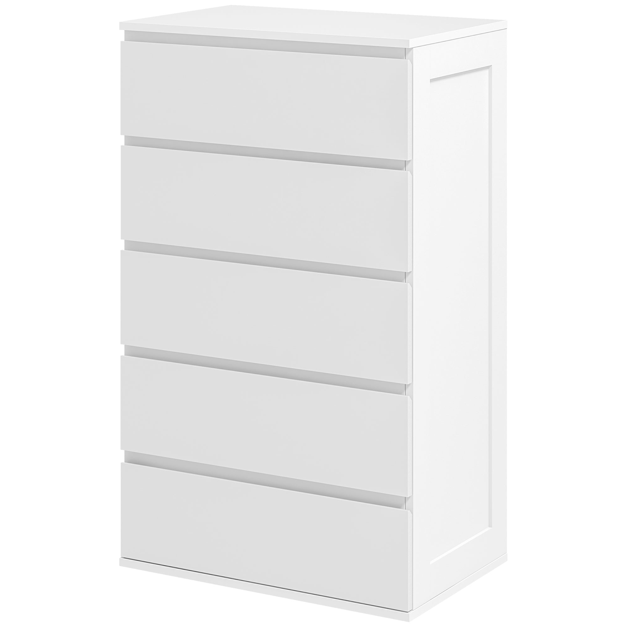 Commode 5 tiroirs commode chambre meuble de rangement épuré style moderne avec mécanisme de fermeture en douceur, pour chambre à coucher, salon - 60 x 38 x 100 cm, blanc