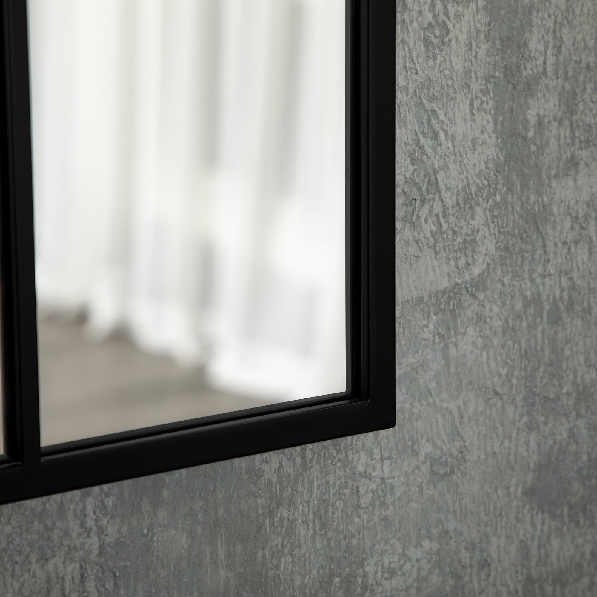 Miroir mural arqué 70 x 50 cm, miroir verrière arche style industriel, miroir de fenêtre arqué avec cadre métallique, pour salon, chambre, couloir, noir