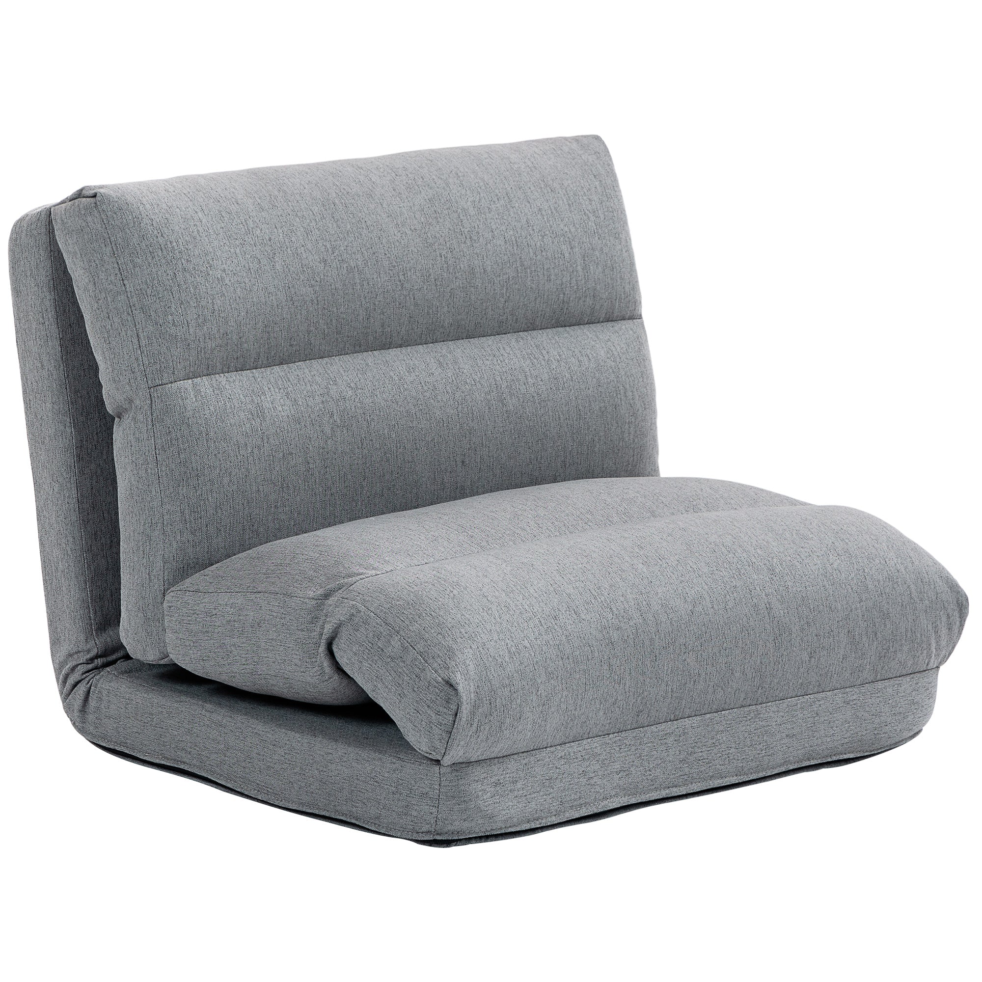 Canapé paresseux chauffeuse 1 place fauteuil paresseux convertible en lit fauteuil salon avec dossier inclinable sur 5 positions, charge 120 Kg, pour salon chambre et bureau, 70x72x56 cm, gris