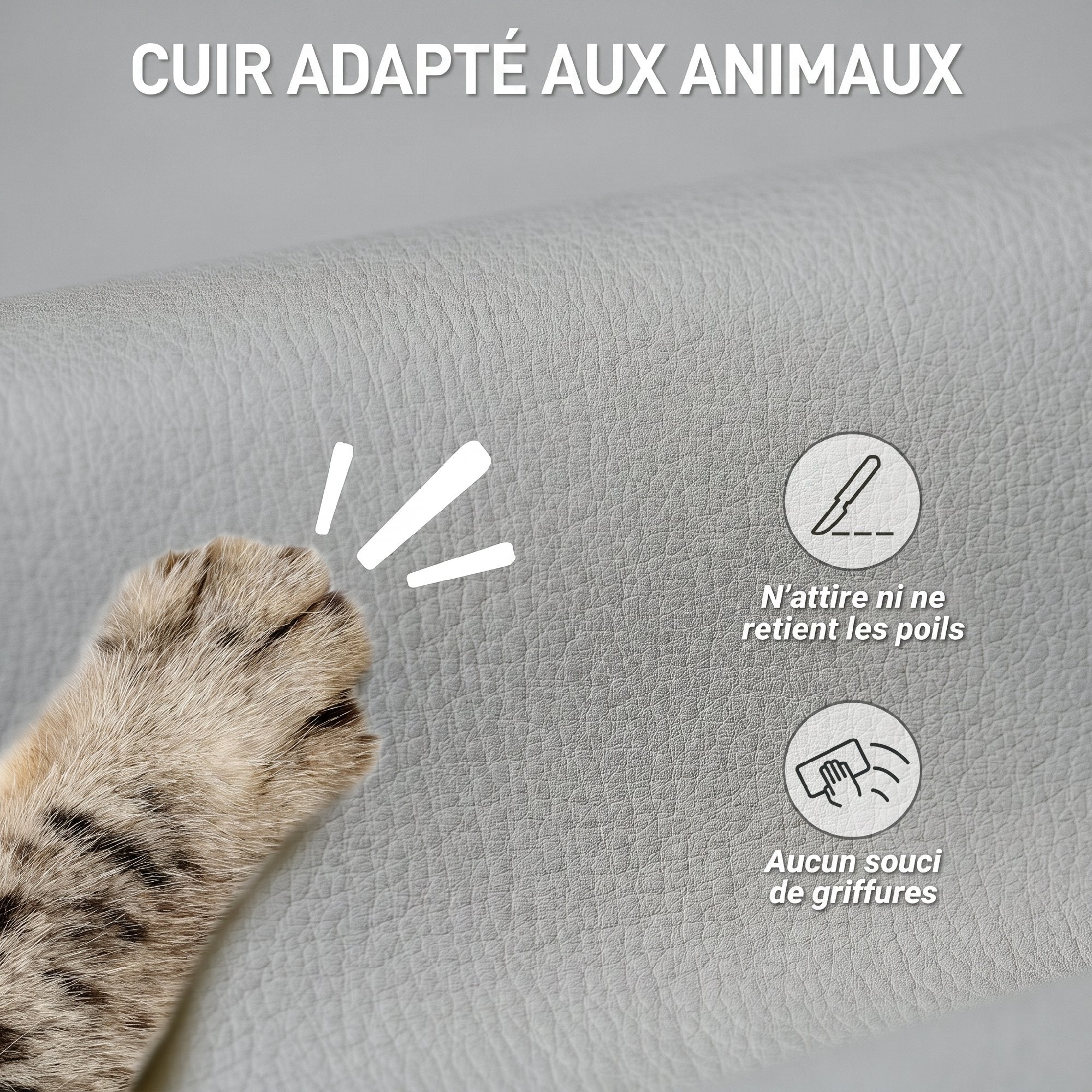 Chaise de Bureau Ergonomique, Fauteuil de Bureau Inclinable avec Repose-Pieds, Hauteur Réglable, Rembourrage Double Couche, Pivotante 360°, Revêtement Synthétique Résistant pour Animaux, Gris