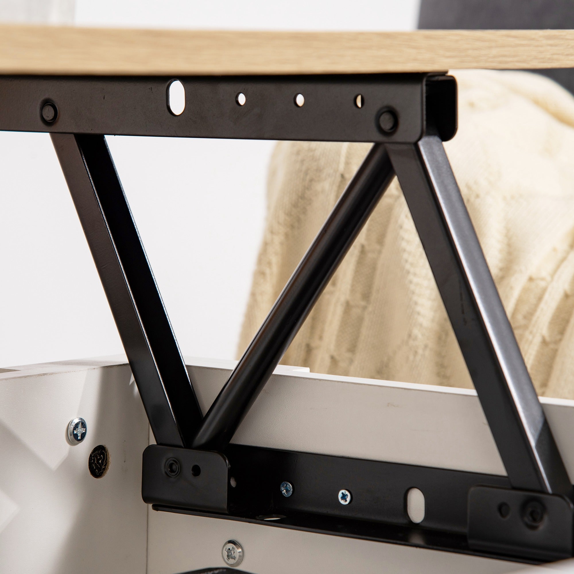 Table basse relevable, table de salon avec compartiment caché, style moderne, pour salon, bureau, 100 x 50 x 45 cm, blanc