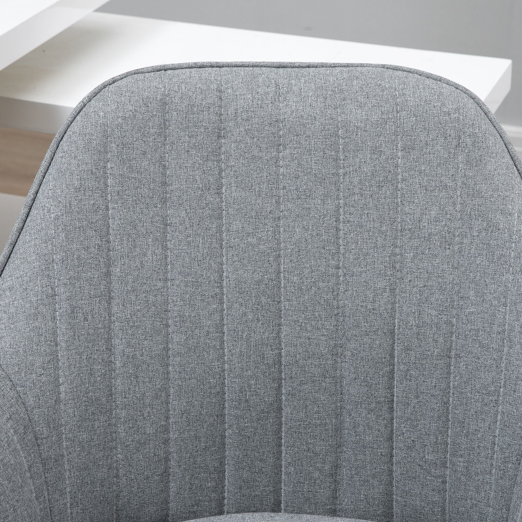 Chaise de bureau design contemporain dossier accoudoirs striés hauteur réglable pivotant 360° piètement chromé lin gris clair