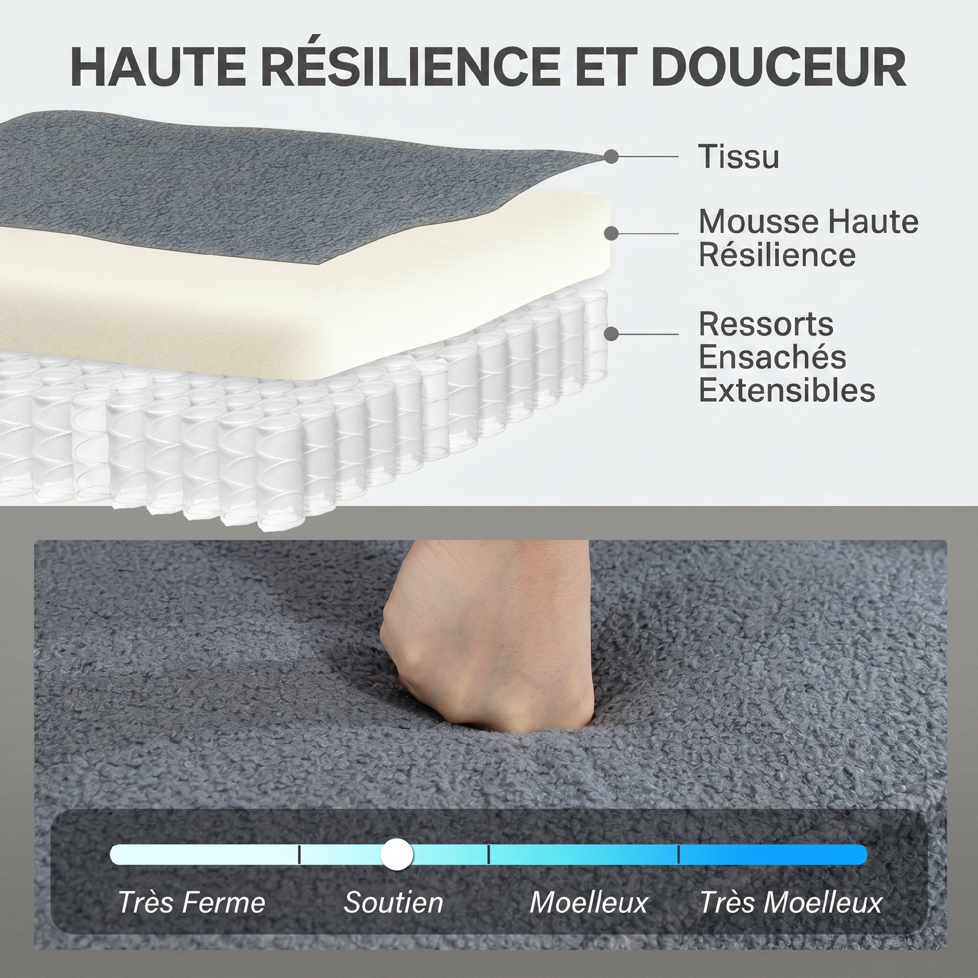 Fauteuil inclinable en polaire Teddy, fauteuil de relaxation avec repose-pieds extensible, assise rembourrée, Ressorts ensachés, pour salon, bureau, home cinéma, gris