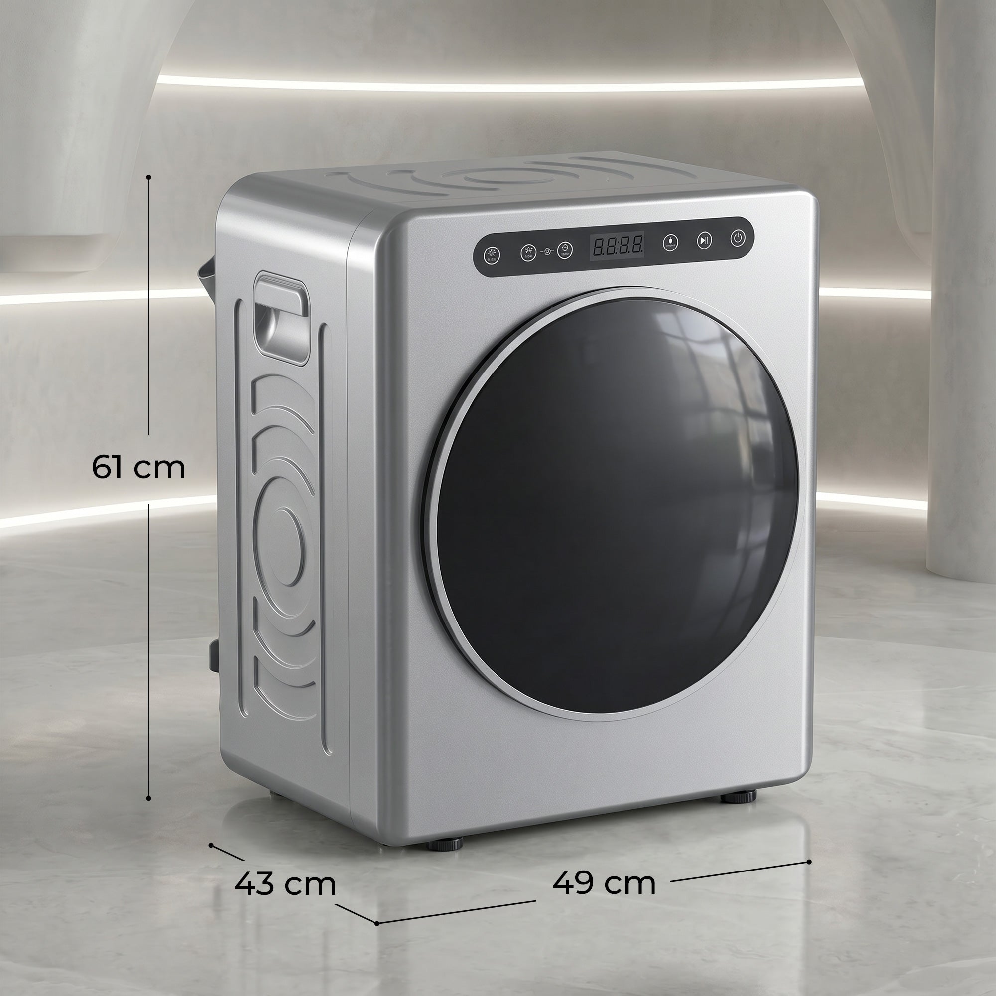Sèche linge à évacuation compact, sèche-linge électrique 1000 W 3 Kg avec 6 modes de séchage, cuve en acier inoxydable, charge frontale, minuterie, pour appartement, maison, camping-cars argent