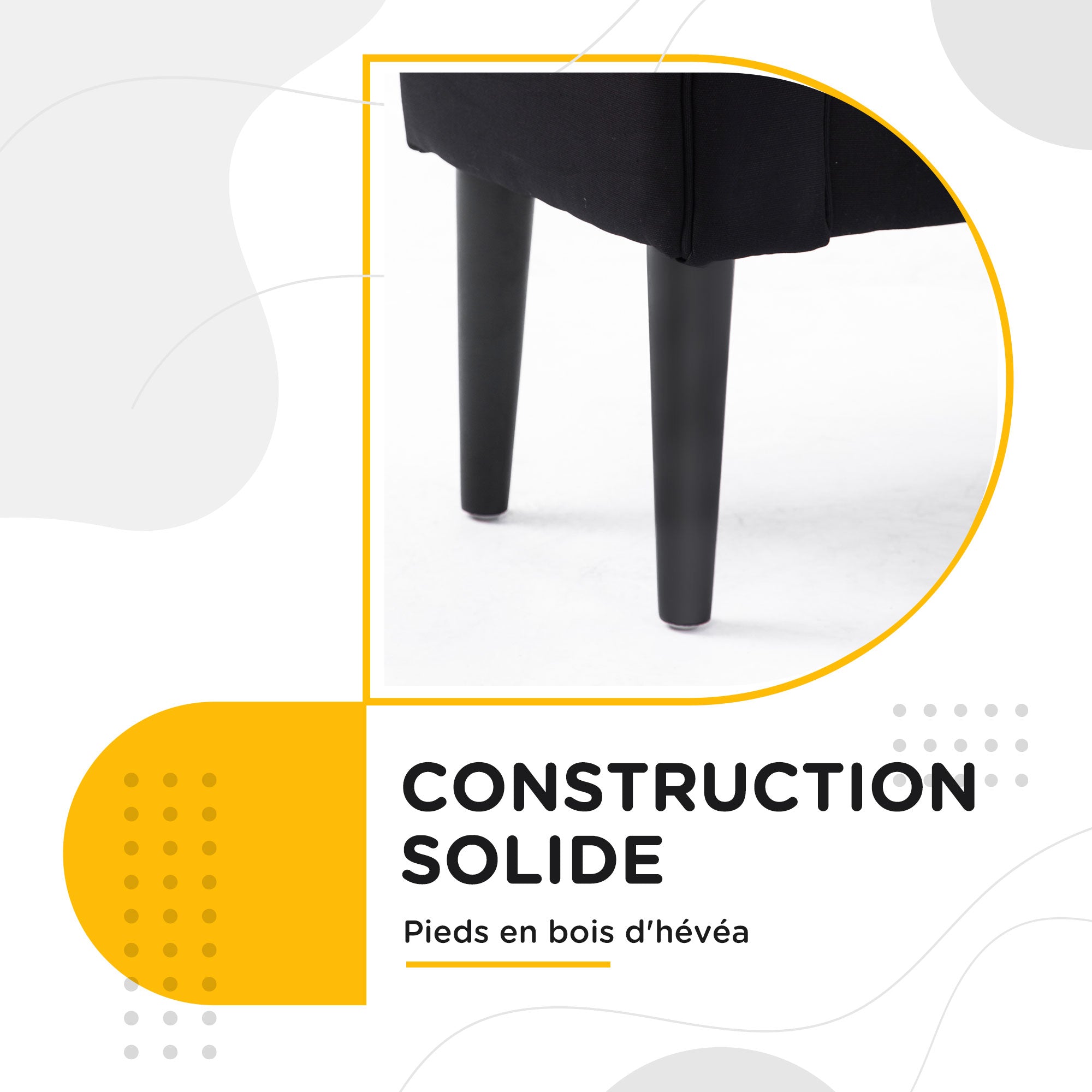 Banc Entrée Bout de Lit Rembourré pour Chambre à Coucher, Tissu à Voile, Noir, 102 x 36 x 51 cm