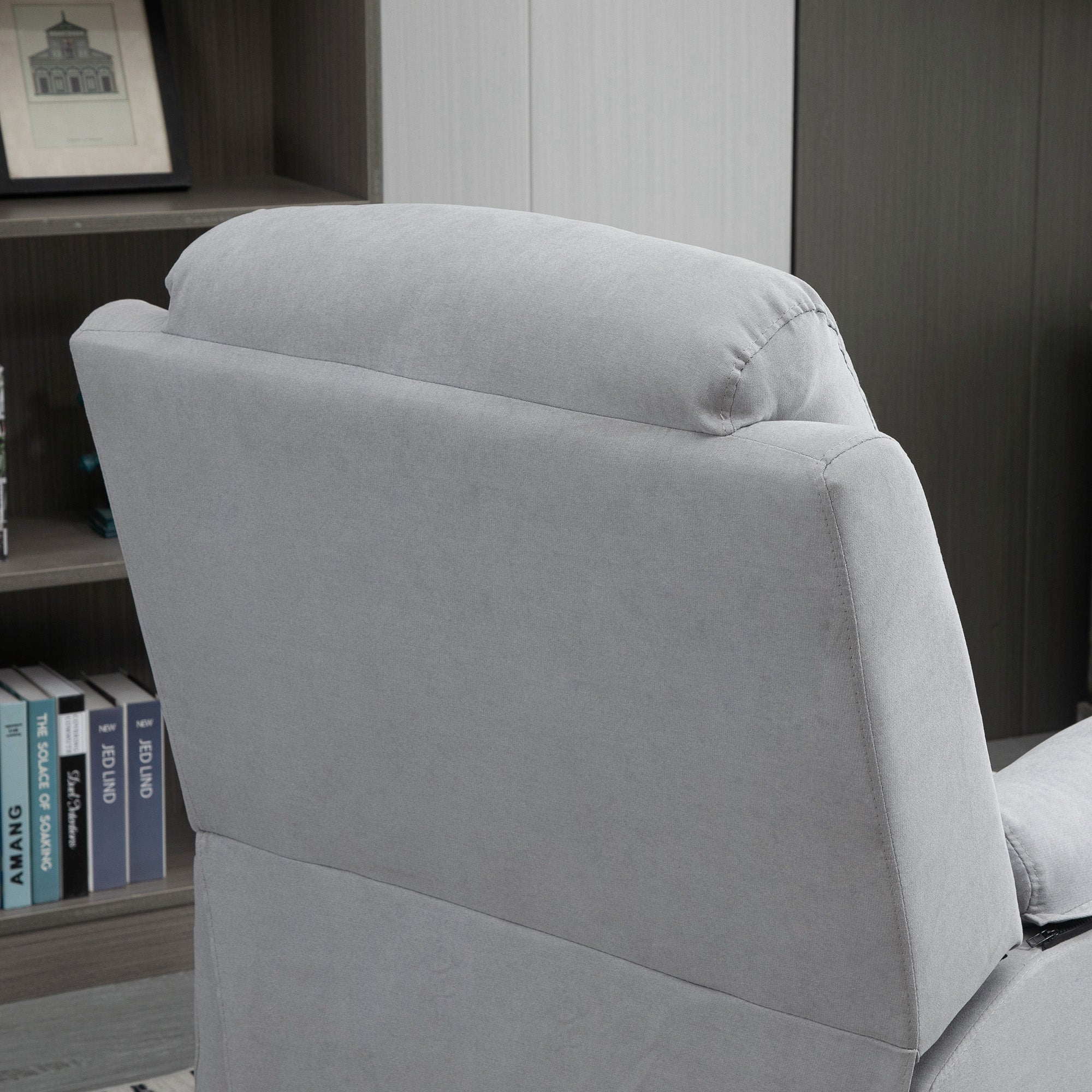 Fauteuil releveur électrique, fauteuil relax électrique avec repose-pied, dossier inclinable, télécommande et poche latérale charge 120kg tissu aspect lin gris clair