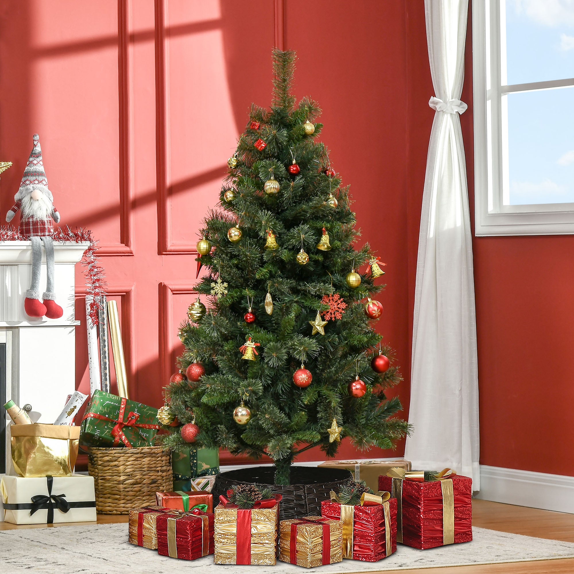 Sapin arbre de Noël artificiel 150 cm 665 branches + support pied vert