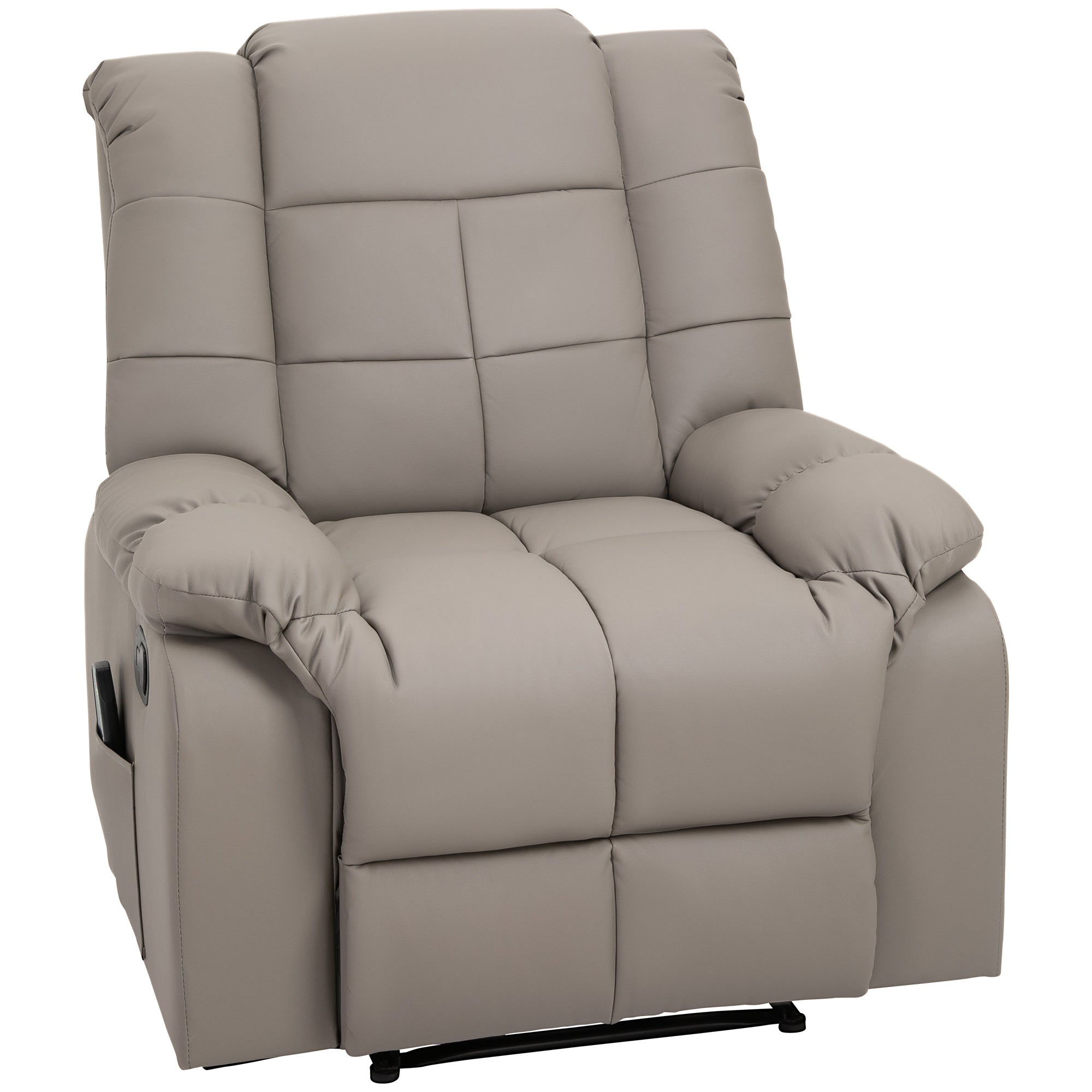 Fauteuil de massage fauteuil de relaxation massant avec dossier inclinable manuellement et repose-pied fauteuil TV revêtement synthétique télécommande incluse gris