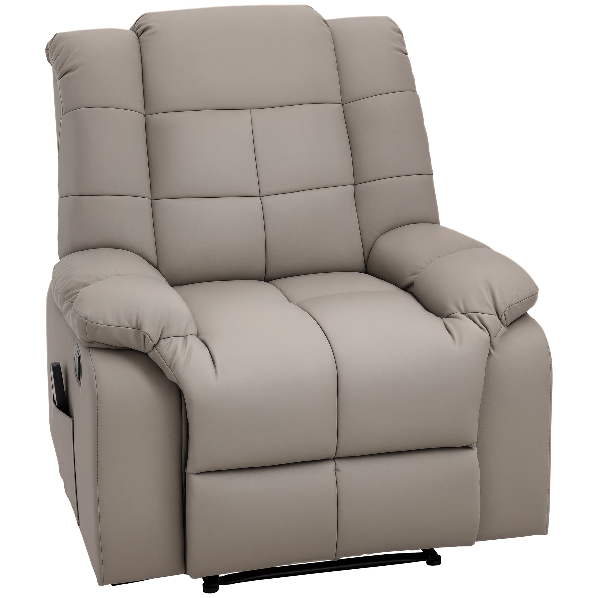 Fauteuil de massage fauteuil de relaxation massant avec dossier inclinable manuellement et repose-pied fauteuil TV revêtement synthétique télécommande incluse gris
