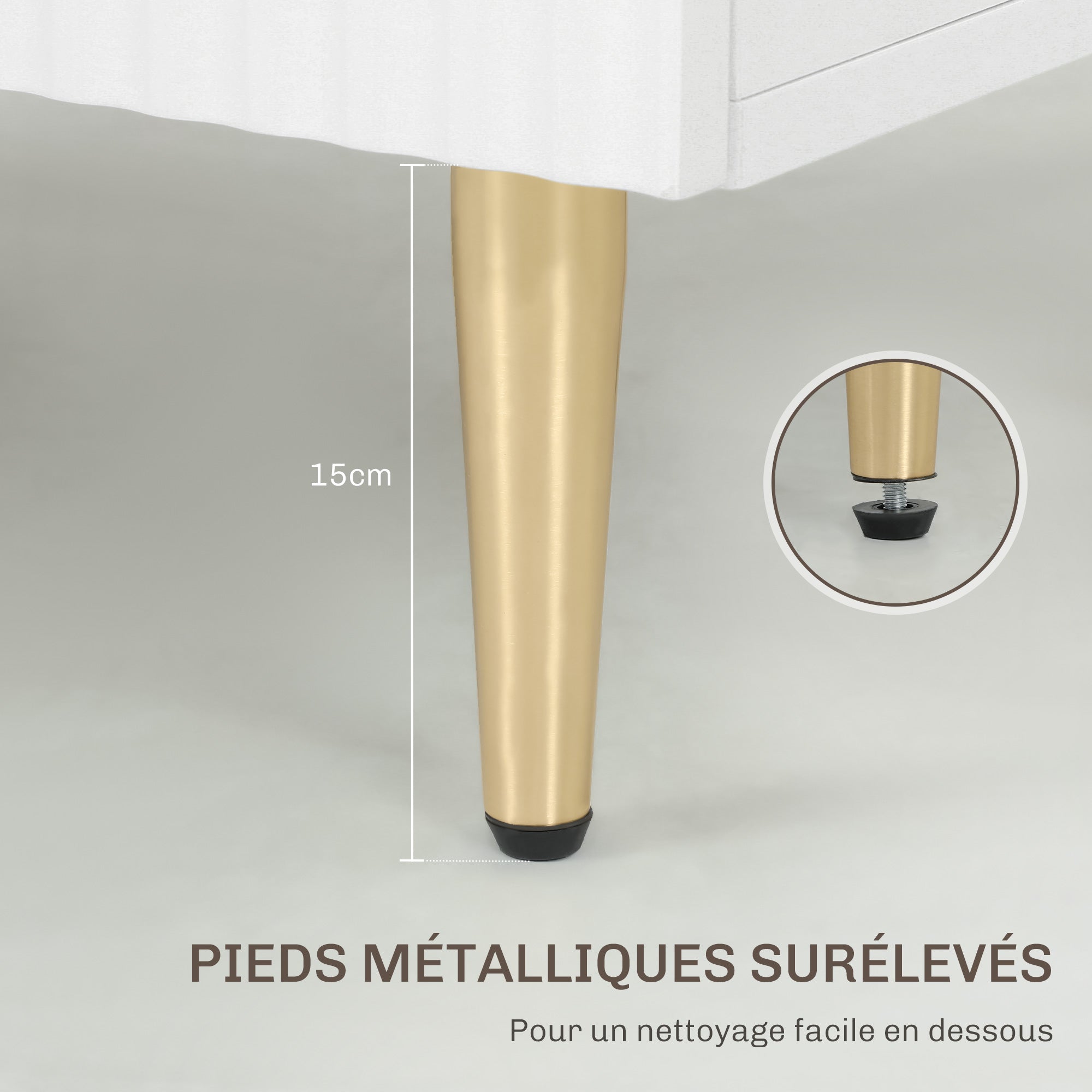 Buffet cuisine, meuble de rangement, avec 2 portes, étagère réglable, pieds métalliques surélevés, pour cuisine, salon, 60 x 40 x 80 cm, blanc