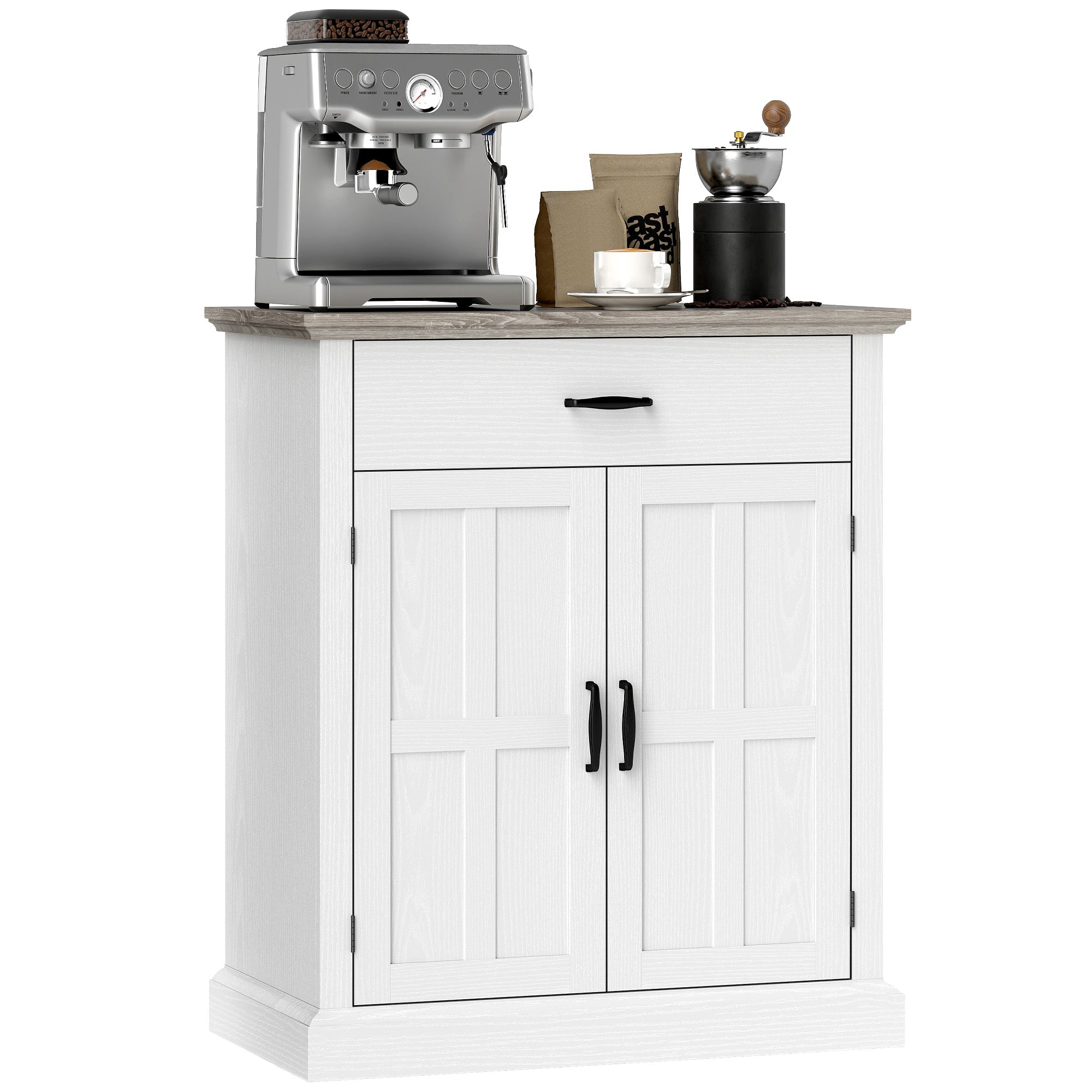 Buffet salon meuble de rangement style moderne avec placard à 2 portes, tiroir et étagère réglable - buffet salle à manger et salon, 75,2 x 40 x 91,5 cm, blanc