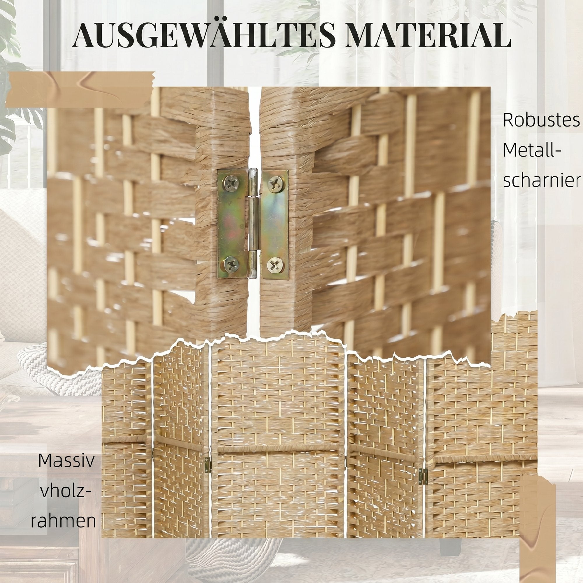 Paravent en bois 320 x 170 cm séparateur de pièce pliable 8 panneaux cloison de séparation chambre à coucher maison intérieur bois naturel