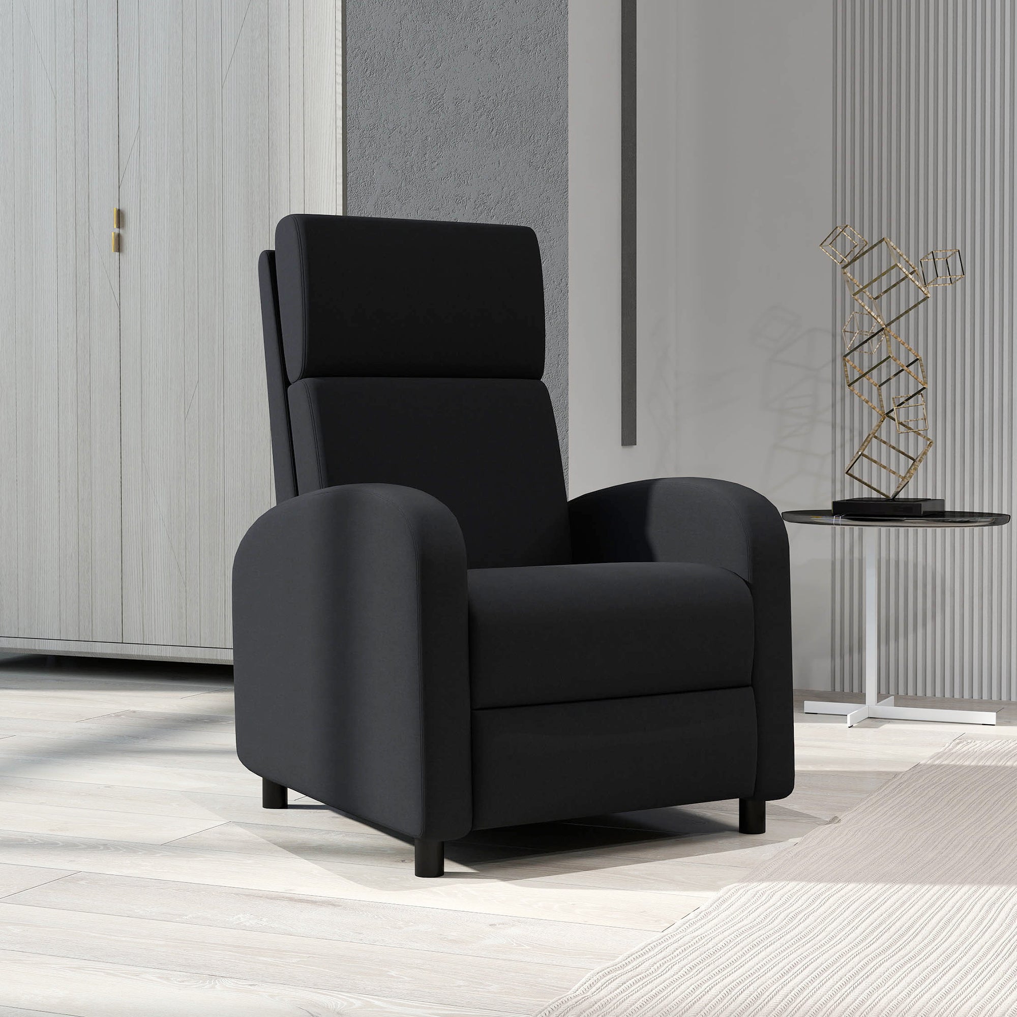 Fauteuil relax fauteuil de relaxation inclinable salon avec dossier réglable jusqu'à 160° manuellement, repose-pieds intégré pour salon chambre bureau home cinéma, charge 120 kg, noir