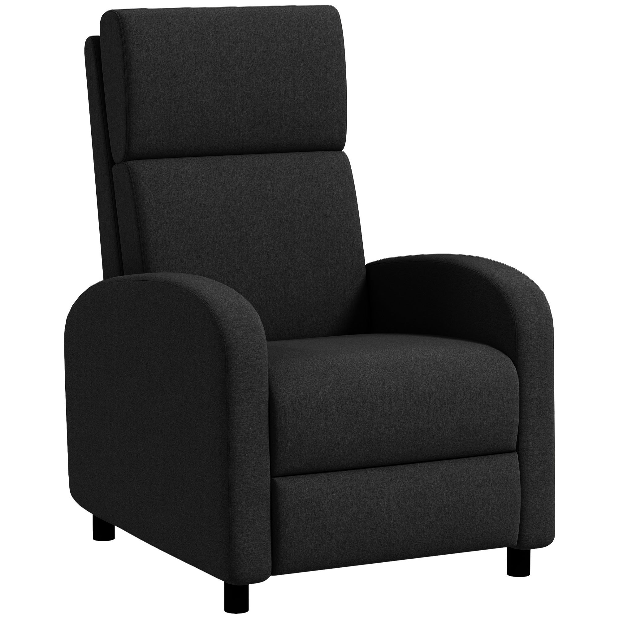 Fauteuil relax fauteuil de relaxation inclinable salon avec dossier réglable jusqu'à 160° manuellement, repose-pieds intégré pour salon chambre bureau home cinéma, charge 120 kg, noir