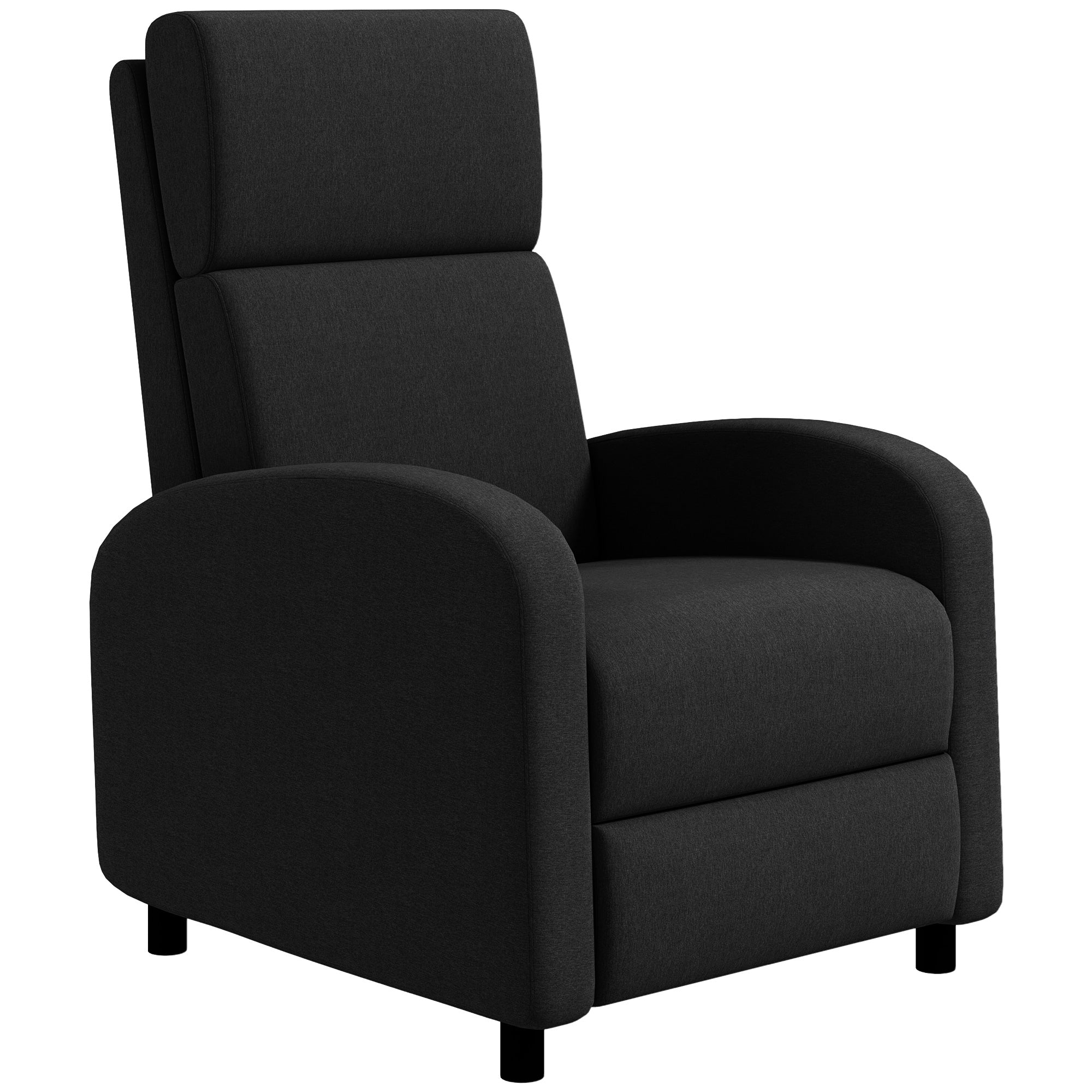 Fauteuil relax fauteuil de relaxation inclinable salon avec dossier réglable jusqu'à 160° manuellement, repose-pieds intégré pour salon chambre bureau home cinéma, charge 120 kg, noir