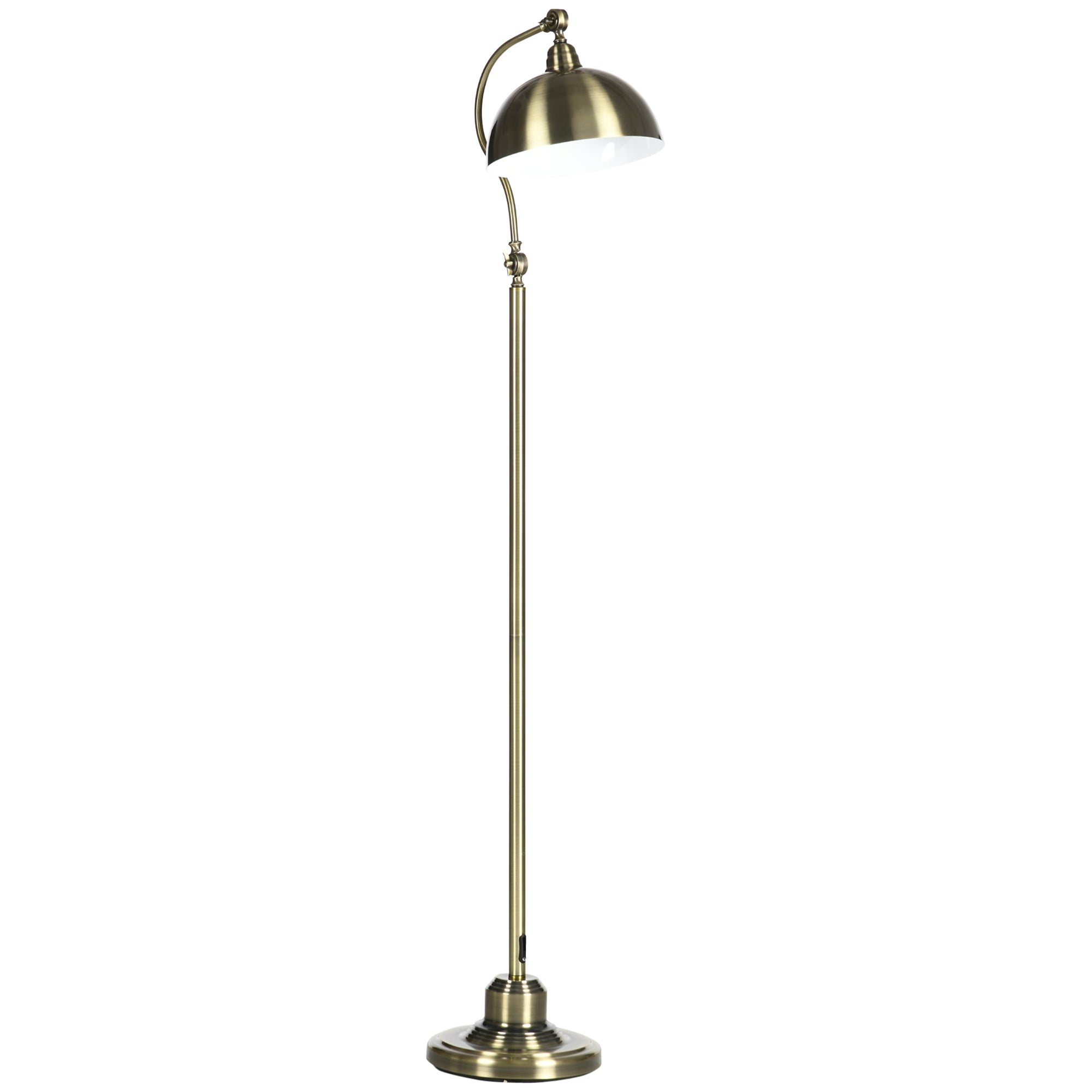 Lampadaire sur pied salon rotatif à 180°, lampadaire à arc avec abat-jour réglable, interrupteur, lampe sur pied E27, lampe de lecture en métal, pour salon, chambre, bureau, bronze