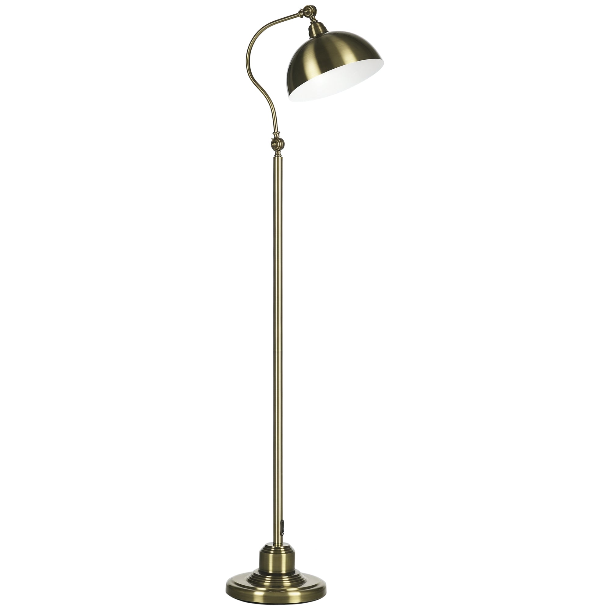 Lampadaire sur pied salon rotatif à 180°, lampadaire à arc avec abat-jour réglable, interrupteur, lampe sur pied E27, lampe de lecture en métal, pour salon, chambre, bureau, bronze