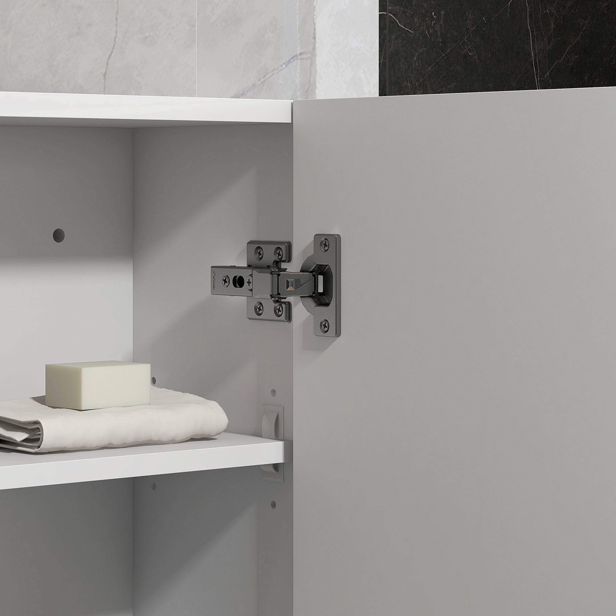 Armoire murale de salle de bain, placard de rangement toilette 3 niveaux, étagère réglable, 1 porte, moderne, armoire suspendue, 37 x 22,5 x 70 cm, blanc haut brillant