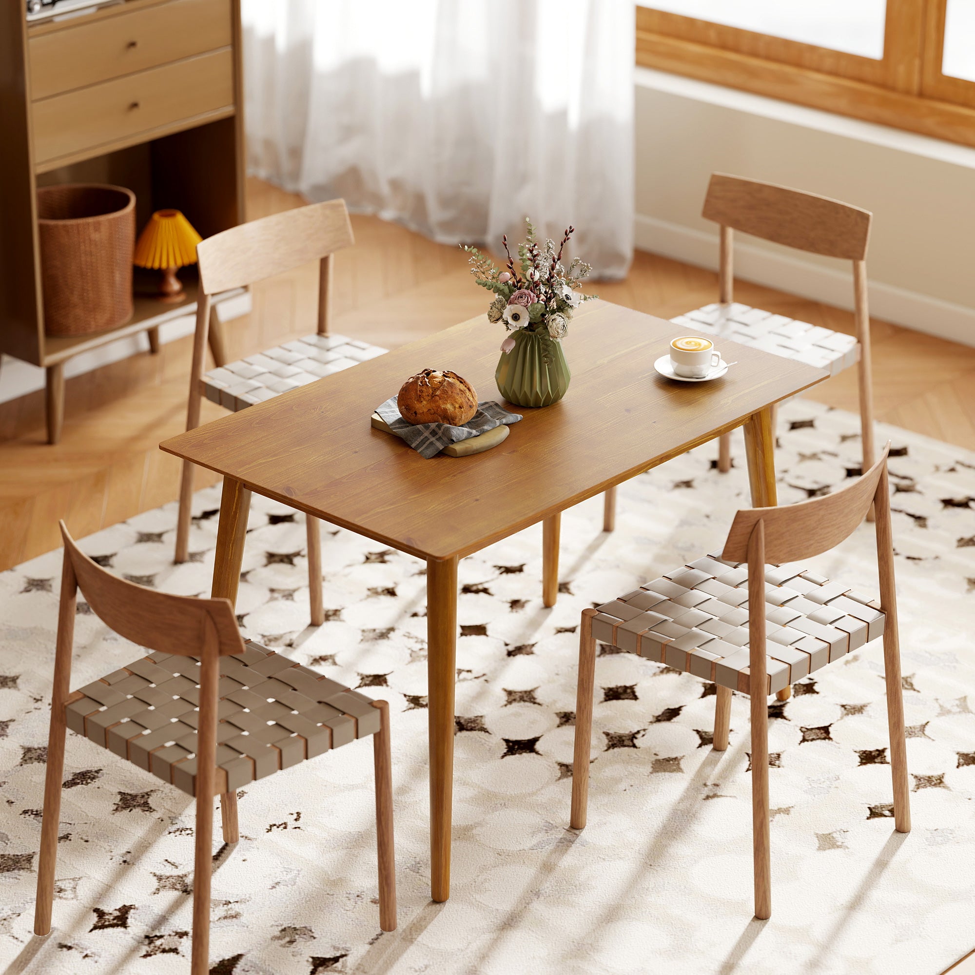 Table de salle à manger table de cuisine design grand plateau 4-6 personnes en bois dim. 120L x 75l x 76H cm