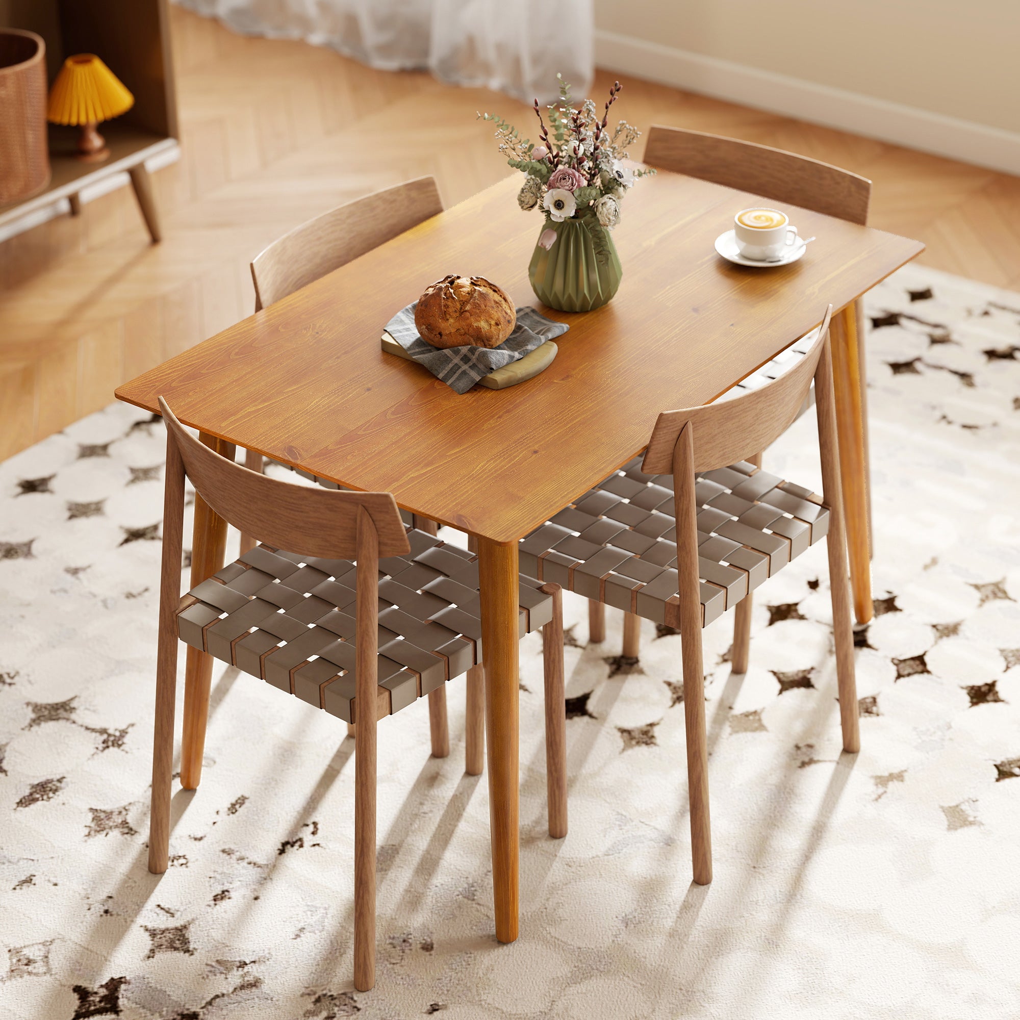 Table de salle à manger table de cuisine design grand plateau 4-6 personnes en bois dim. 120L x 75l x 76H cm