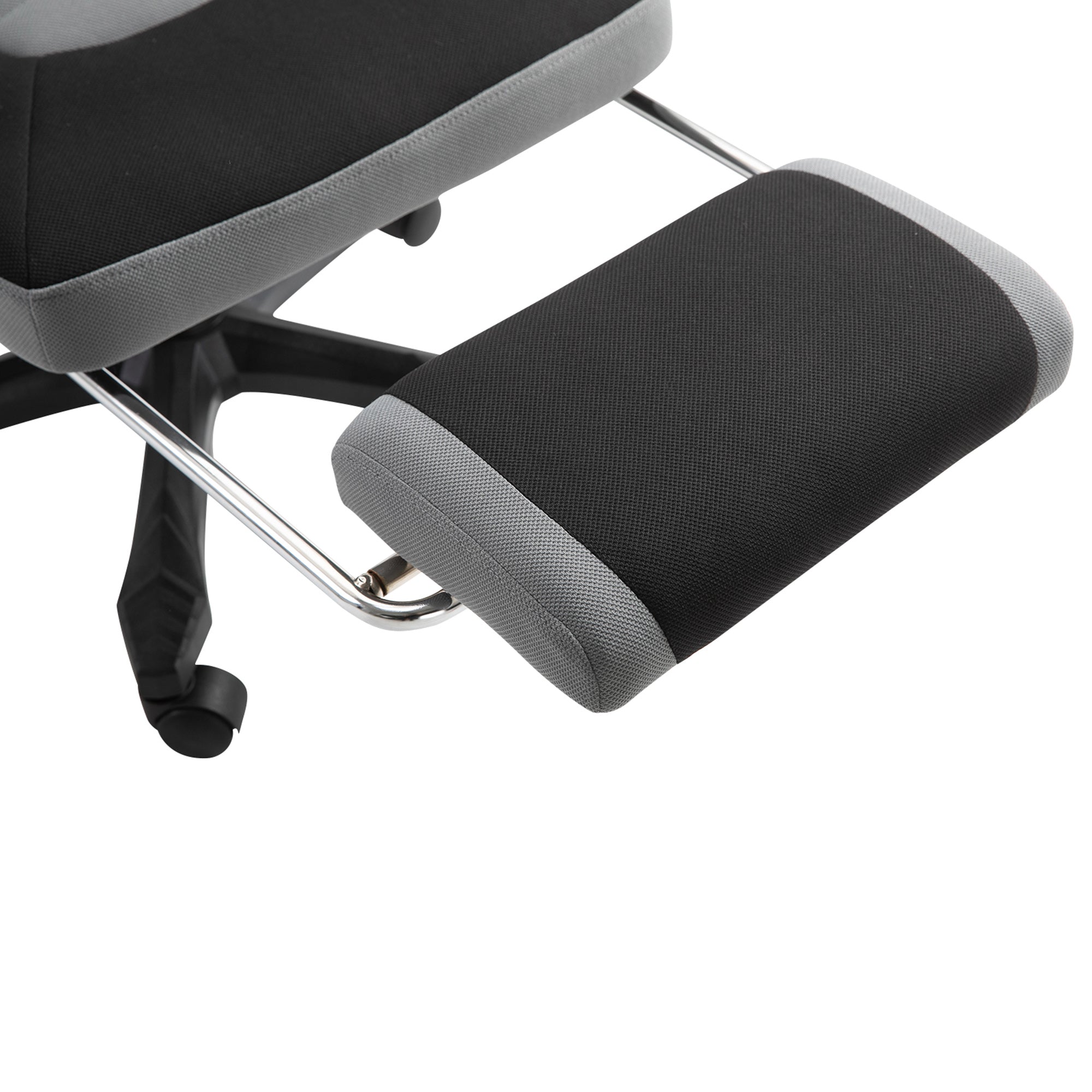 Chaise de bureau fauteuil gaming hauteur réglable dossier roulettes pivotantes repose-pied tissu en maille 58L x 63l x 112-122H cm gris noir