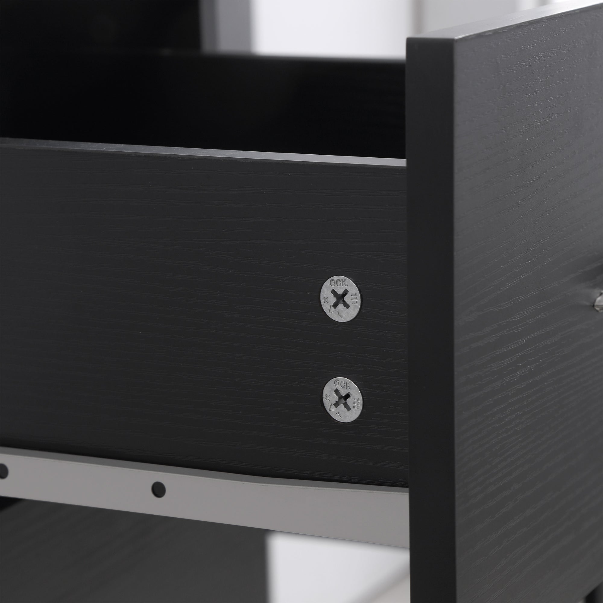 Bureau avec rangement, table informatique 120 x 50 cm, bureau d'ordinateur avec étagères et tiroirs, pour petits espaces, chambre à coucher, noir