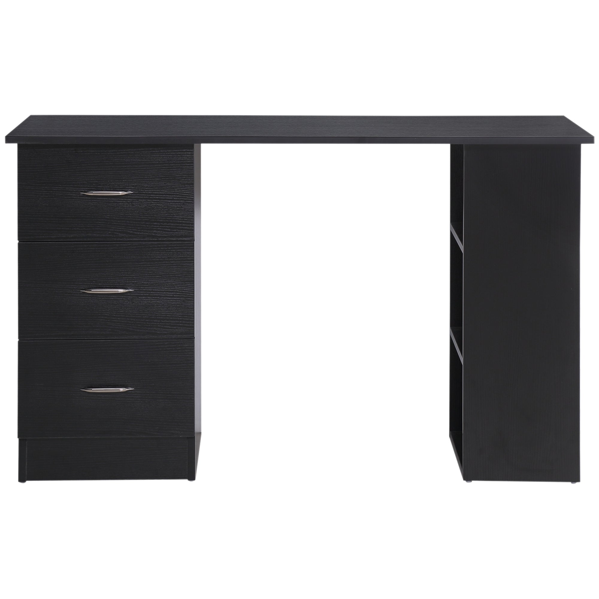 Bureau avec rangement, table informatique 120 x 50 cm, bureau d'ordinateur avec étagères et tiroirs, pour petits espaces, chambre à coucher, noir