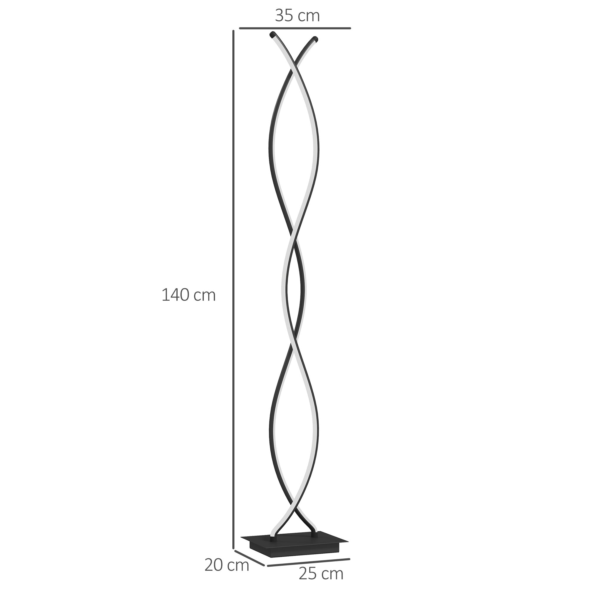 Lampadaire sur pied salon, lampe salon 3 niveaux de luminosité réglables, lampe sur pied moderne à double spirale avec interrupteur à pied, lampadaire salon, chambre à coucher, noir