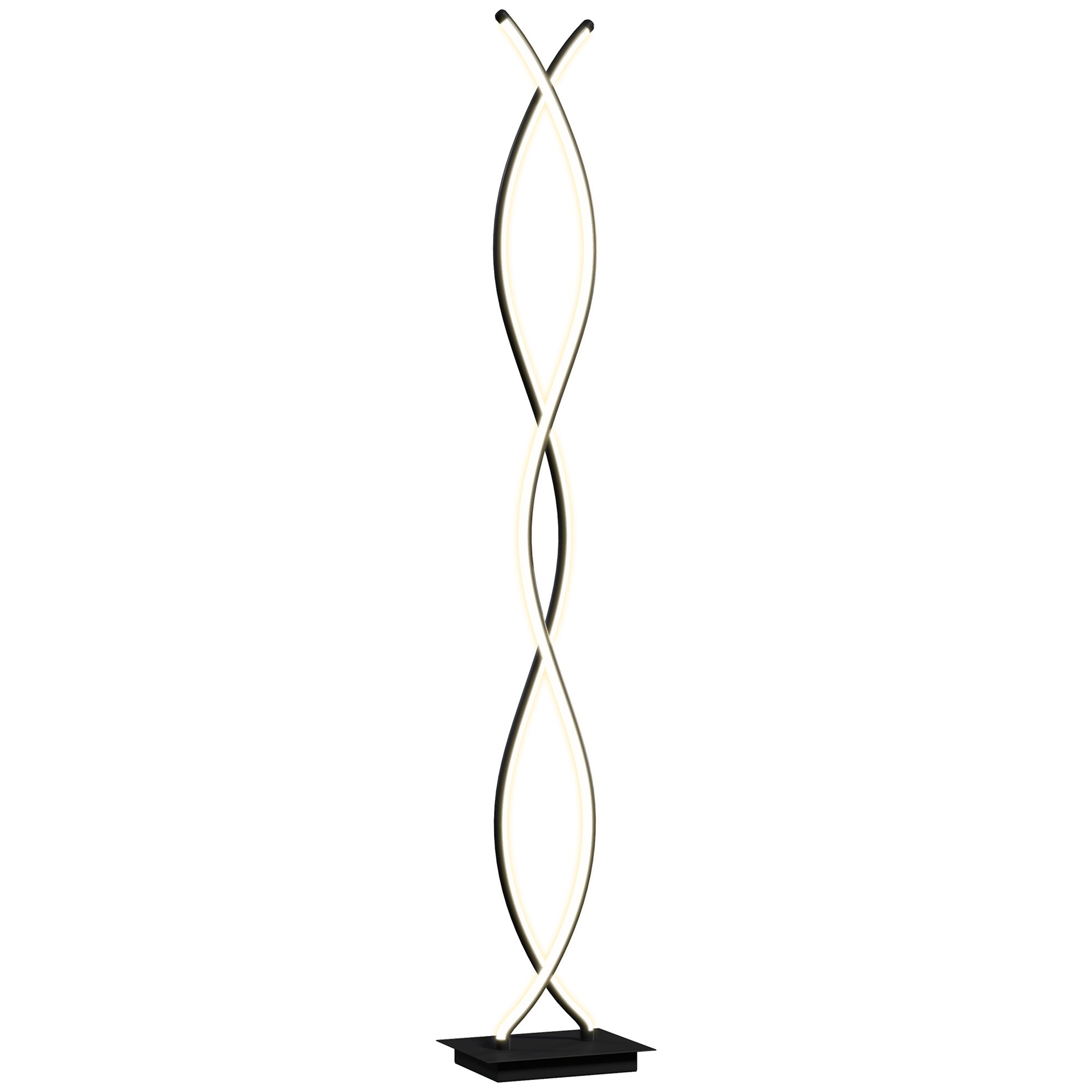 Lampadaire sur pied salon, lampe salon 3 niveaux de luminosité réglables, lampe sur pied moderne à double spirale avec interrupteur à pied, lampadaire salon, chambre à coucher, noir