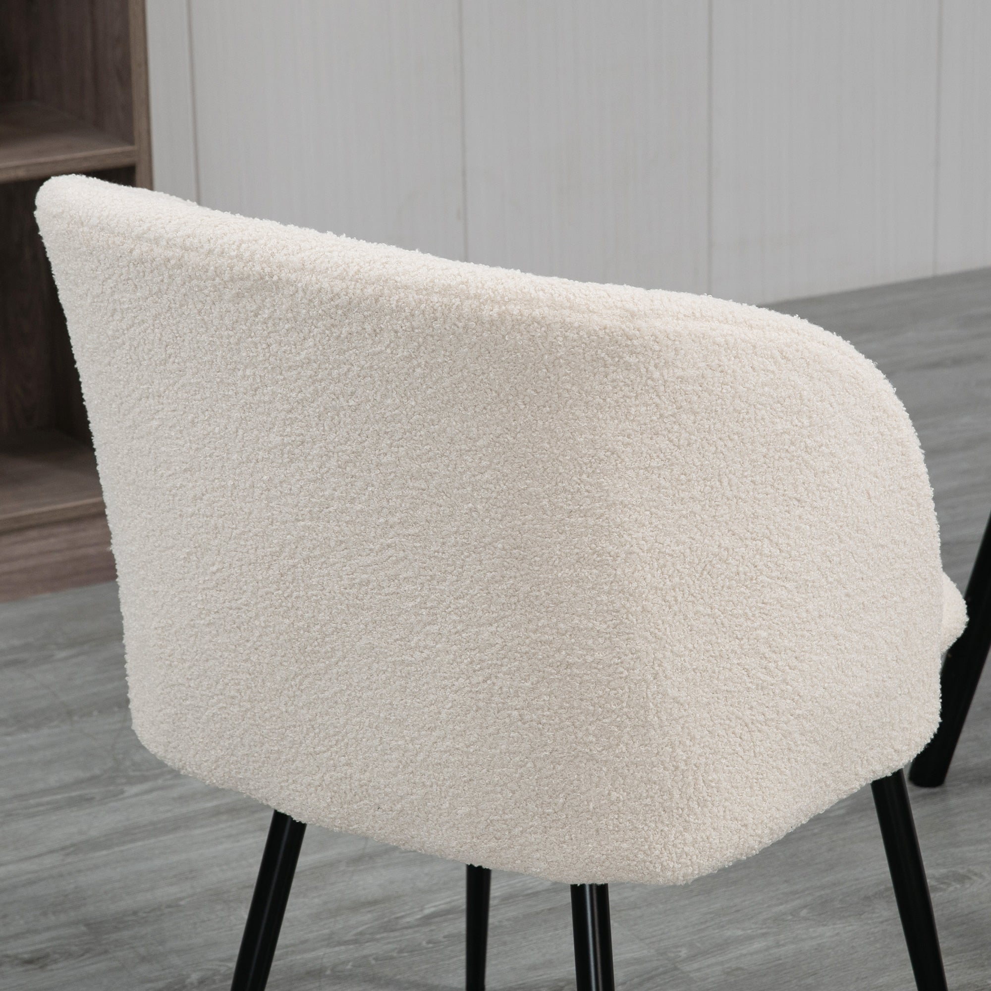 Lot de 2 chaises de salle à manger chaise de cuisine en tissu effet laine boucleé chaise de salon avec pieds en acier - 55 x 62 x 80 cm beige noir