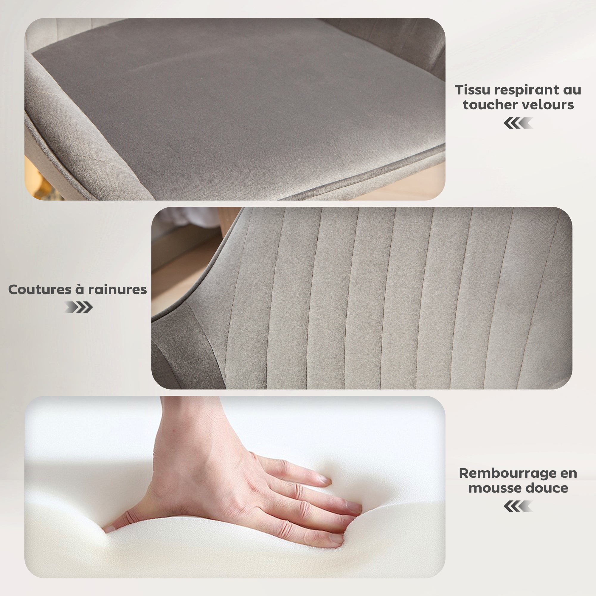 Lot de 2 tabourets de bar, chaises de bar en velours contemporain avec dossier et repose-pieds, chaise haute cuisine réglable en hauteur et pivotante à 360°, pour cuisine, comptoir, gris