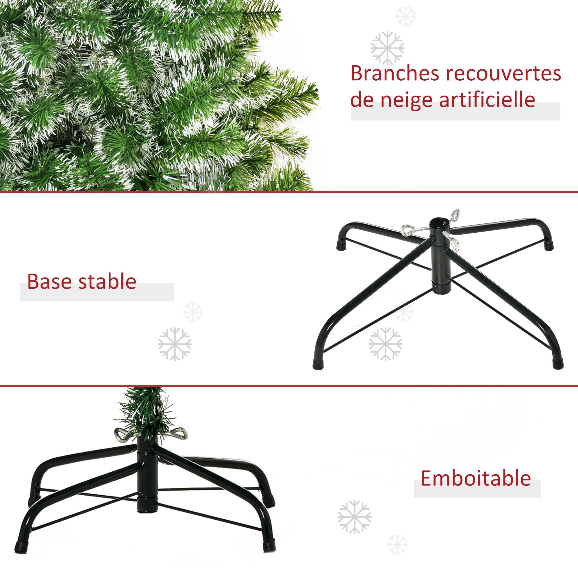 Sapin de Noël Artificiel Aspect enneigé 210 cm 968 Branches épines Imitation Nordmann Grand réalisme