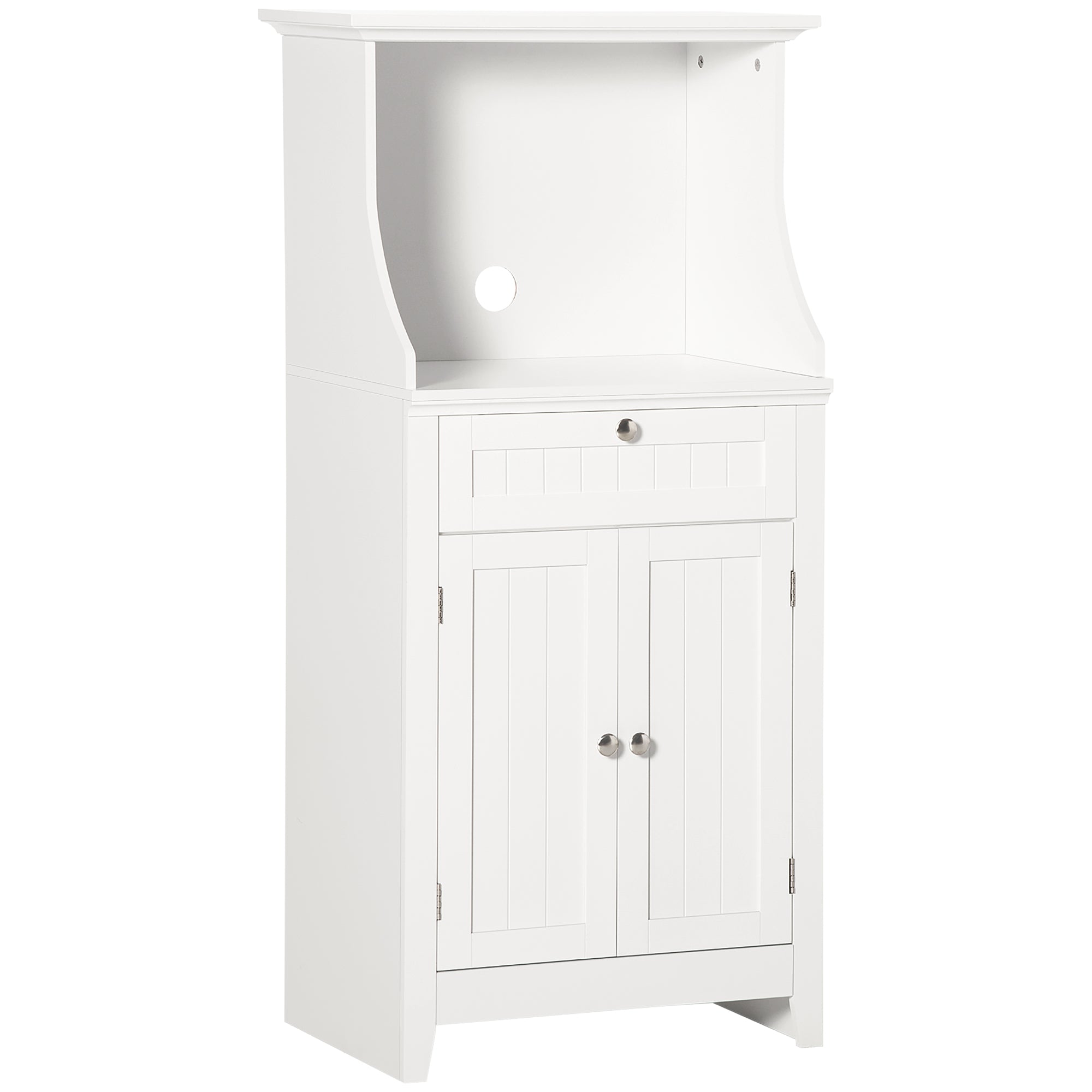 Meuble armoire micro-ondes pour cuisine avec 1 tiroir, 2 Portes 60 x 40 x 122,5 cm - MDF - Blanc