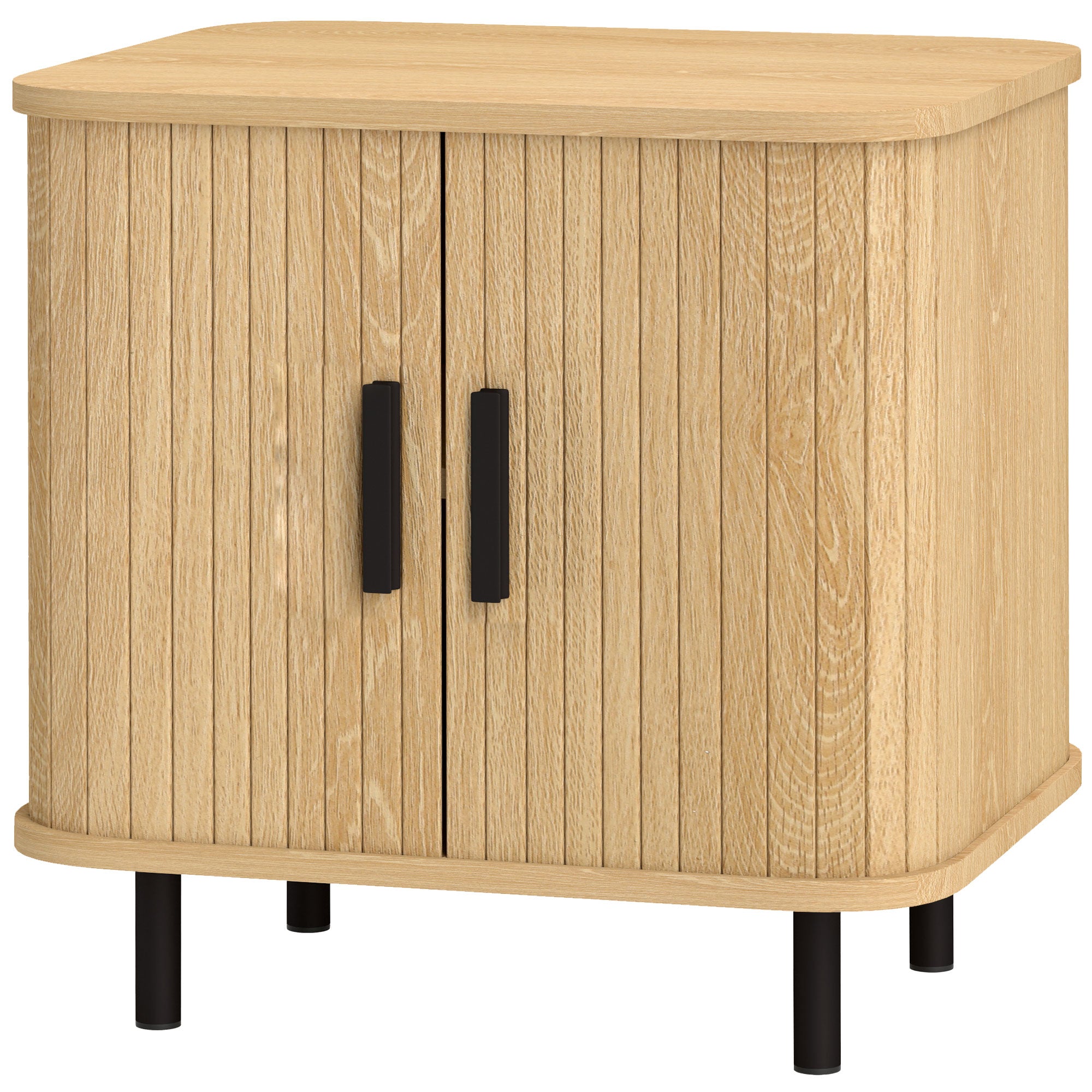 Table de chevet, table d'appoint, table de nuit style scandinave 2 portes coulissantes et pieds en acier pour chambre, salon, 48 x 40 x 48 cm, aspect bois
