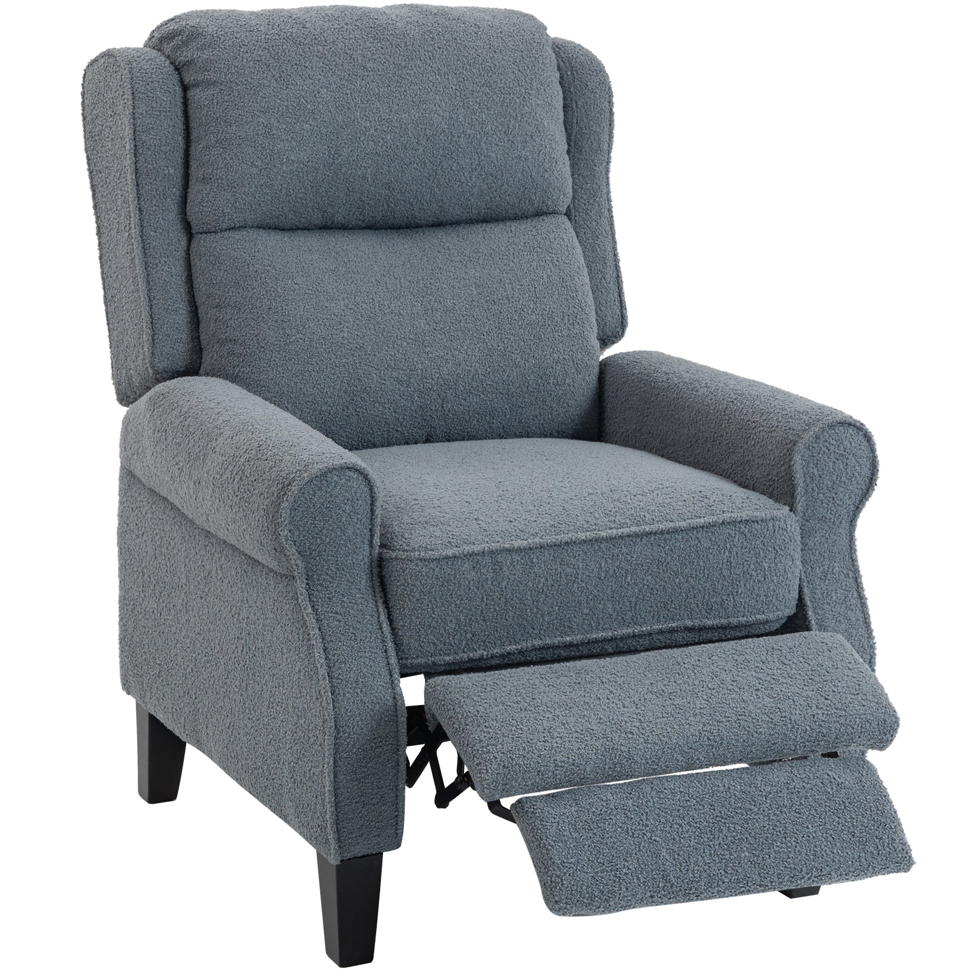 Fauteuil inclinable en polaire Teddy, fauteuil de relaxation avec repose-pieds extensible, assise rembourrée, Ressorts ensachés, pour salon, bureau, home cinéma, gris