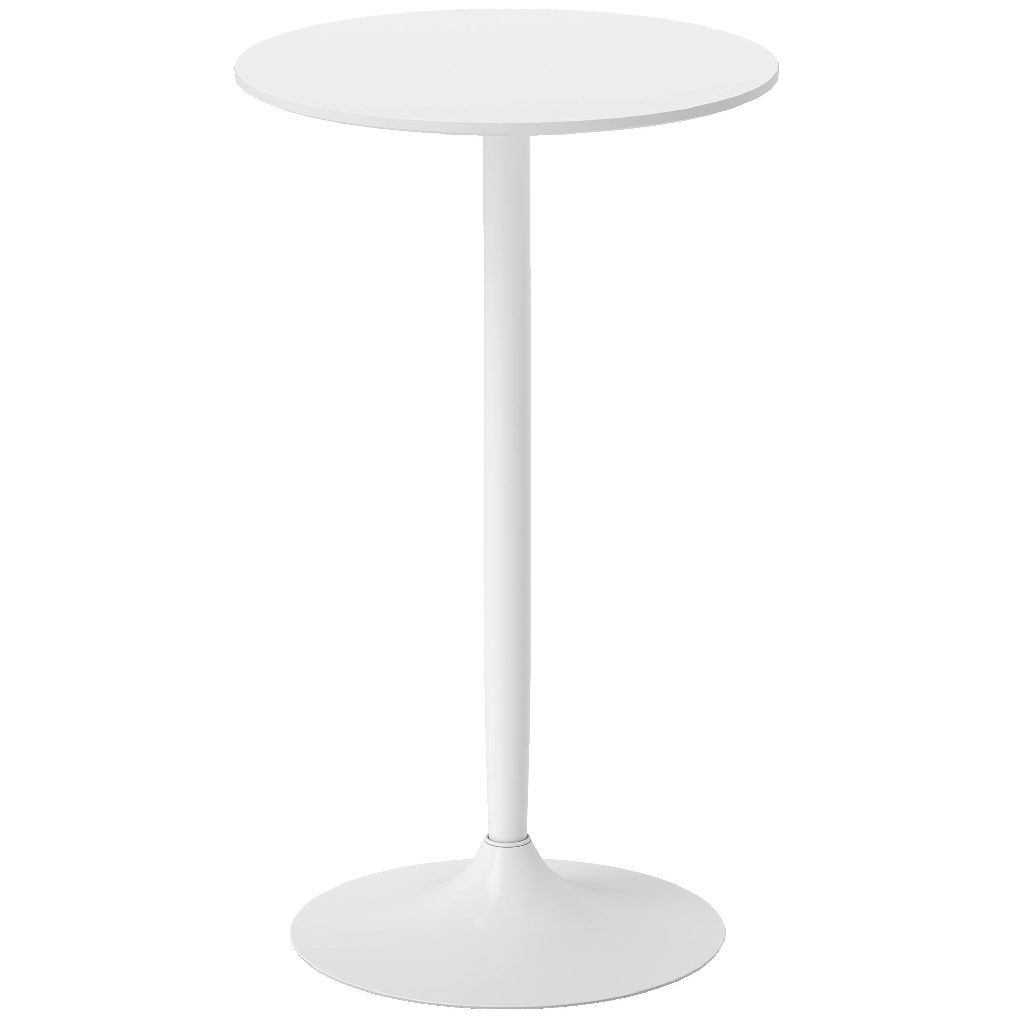 Table de bar ronde table de bistro mange-debout style contemporain avec plateau peint et cadre en acier dim. 60L x 60l x 102H cm blanc