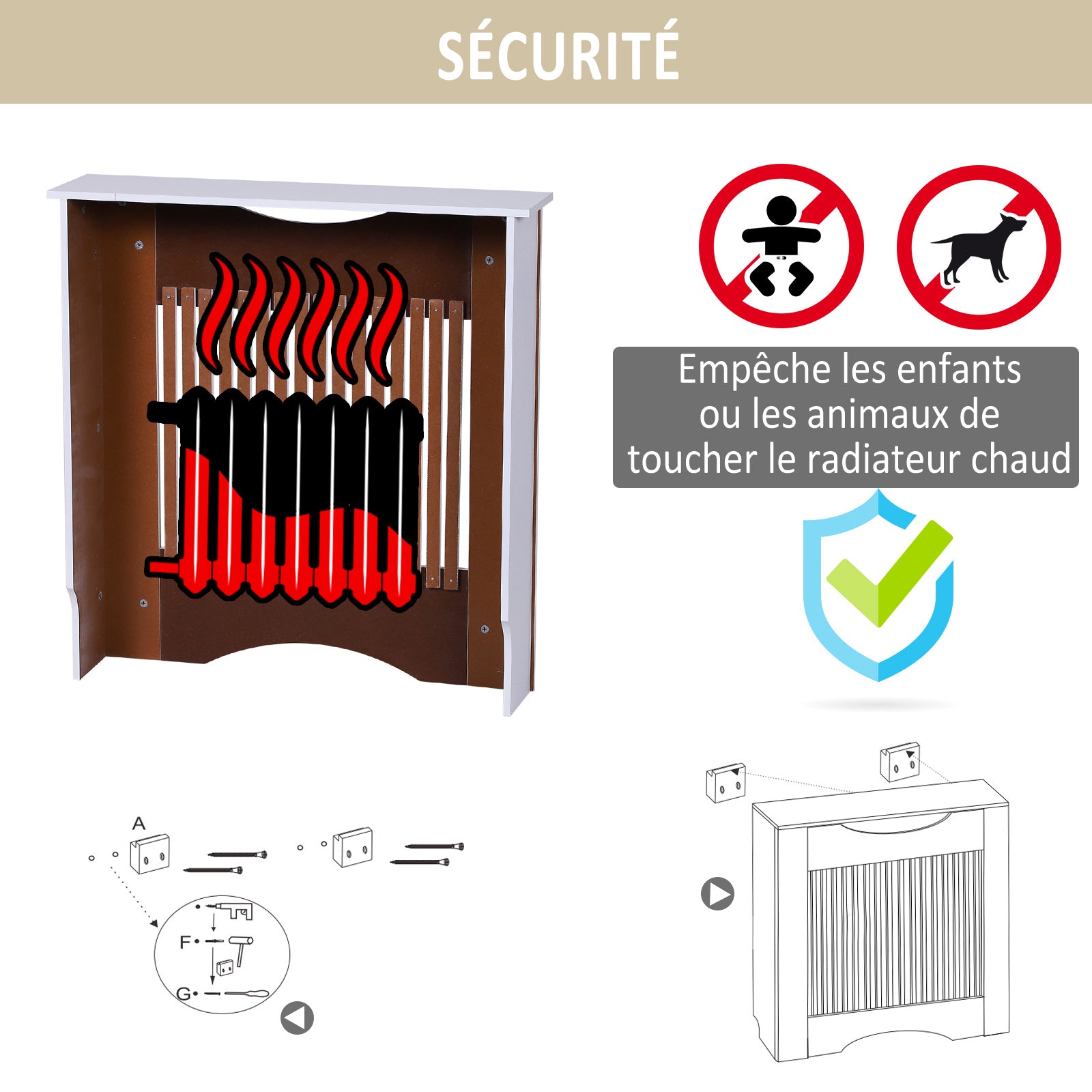 Cache-radiateur à lattes Couvercle de Radiateur en bois Design contemporain pour Salon Salle de Séjour Chambre 78 x 19 x 82 cm Blanc