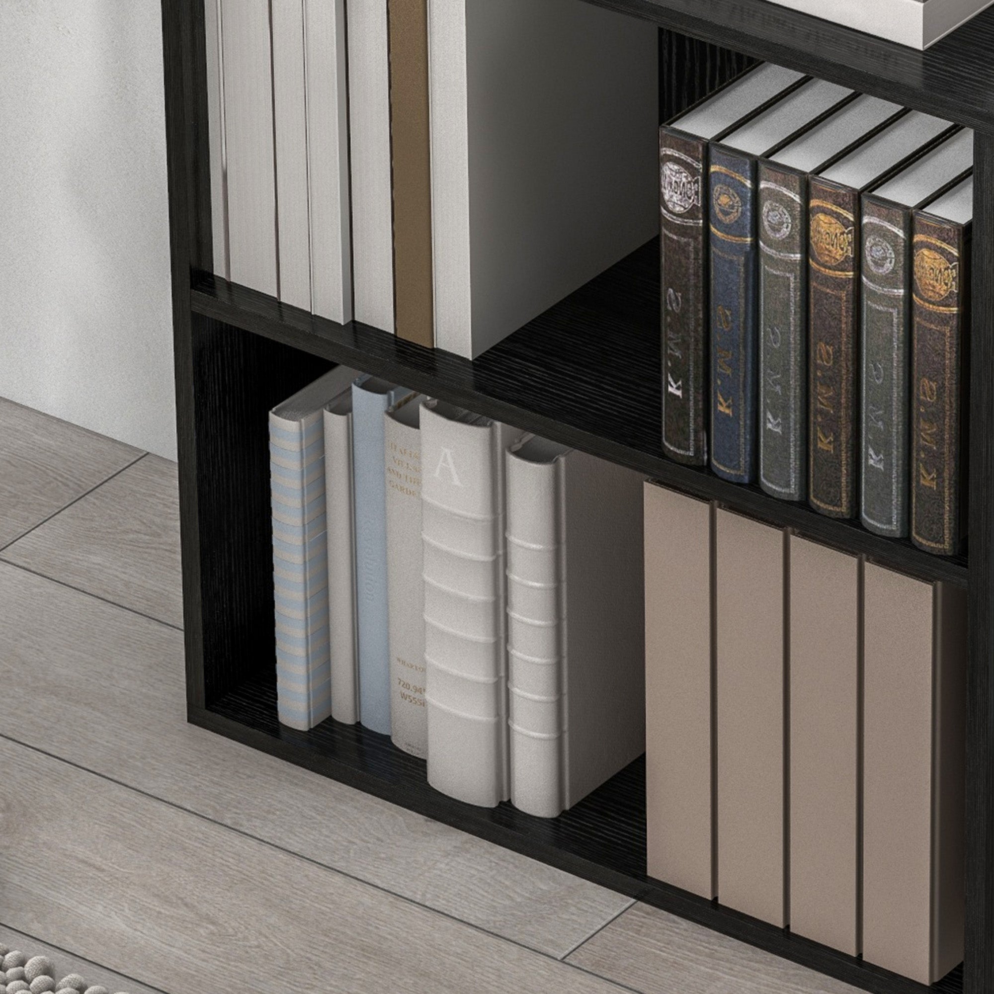 Bibliothèque étagère de rangement avec 2 compartiments et étagère réglable, meuble de rangement pour bureau, salon, chambre, 60 x 24 x 63 cm, noir