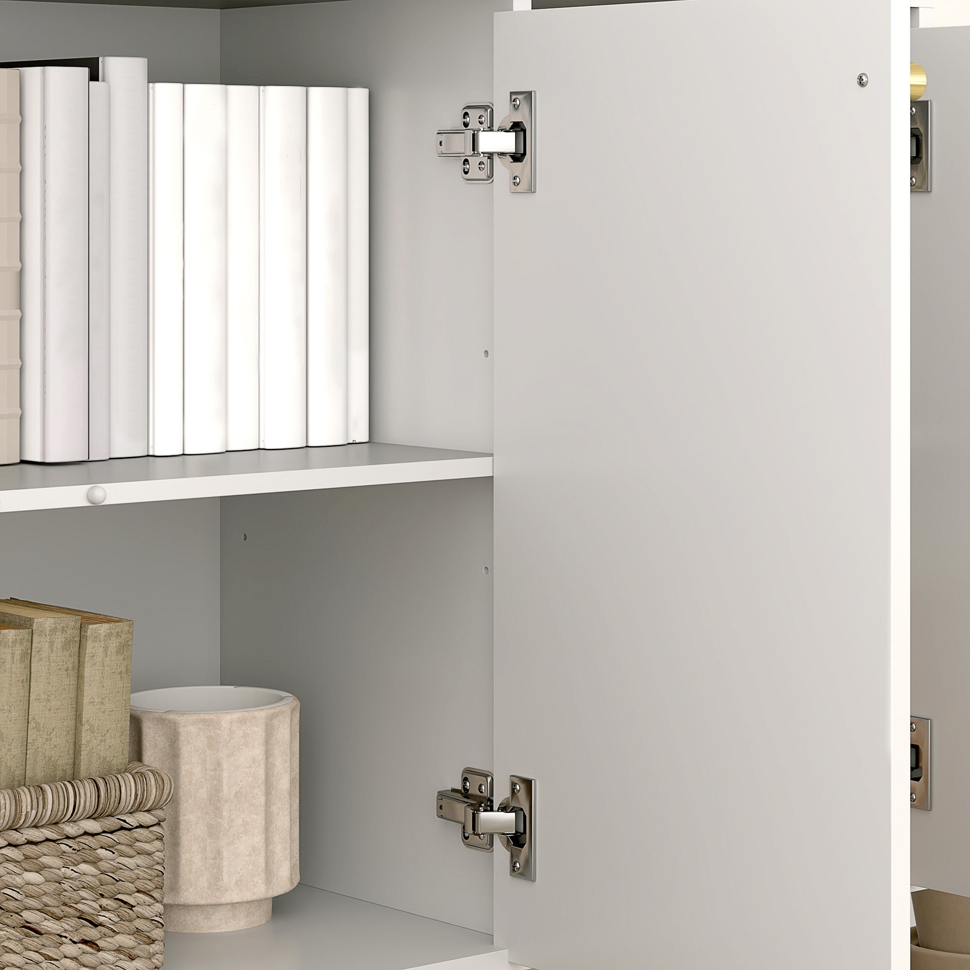 Buffet salon meuble de rangement style moderne avec placard à portes et étagère réglable, meuble TV pour téléviseur 50 pouces, buffet salle à manger et salon, 106,5 x 35 x 77,5 cm, blanc