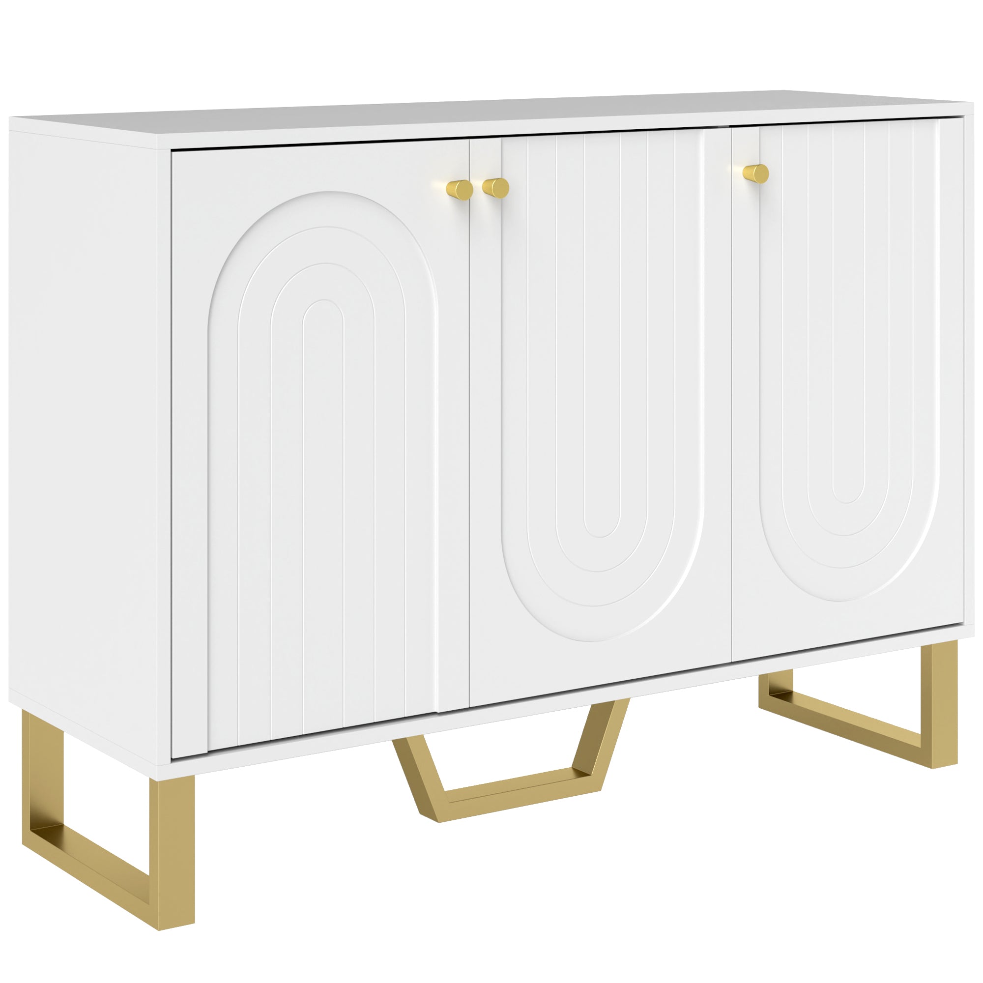 Buffet salon meuble de rangement style moderne avec placard à portes et étagère réglable, meuble TV pour téléviseur 50 pouces, buffet salle à manger et salon, 106,5 x 35 x 77,5 cm, blanc