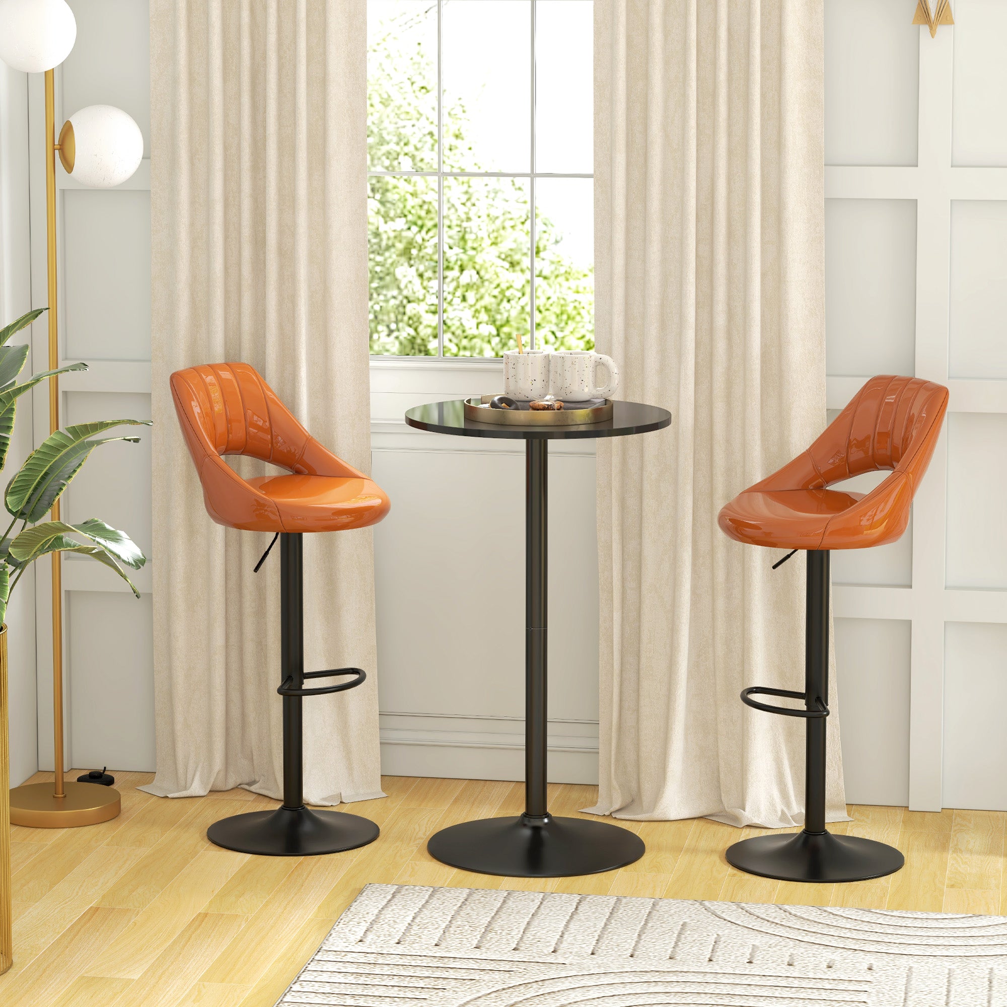 Table de bar ronde table de bistro mange-debout style contemporain avec plateau peint et cadre en acier dim. 60L x 60l x 102H cm noir