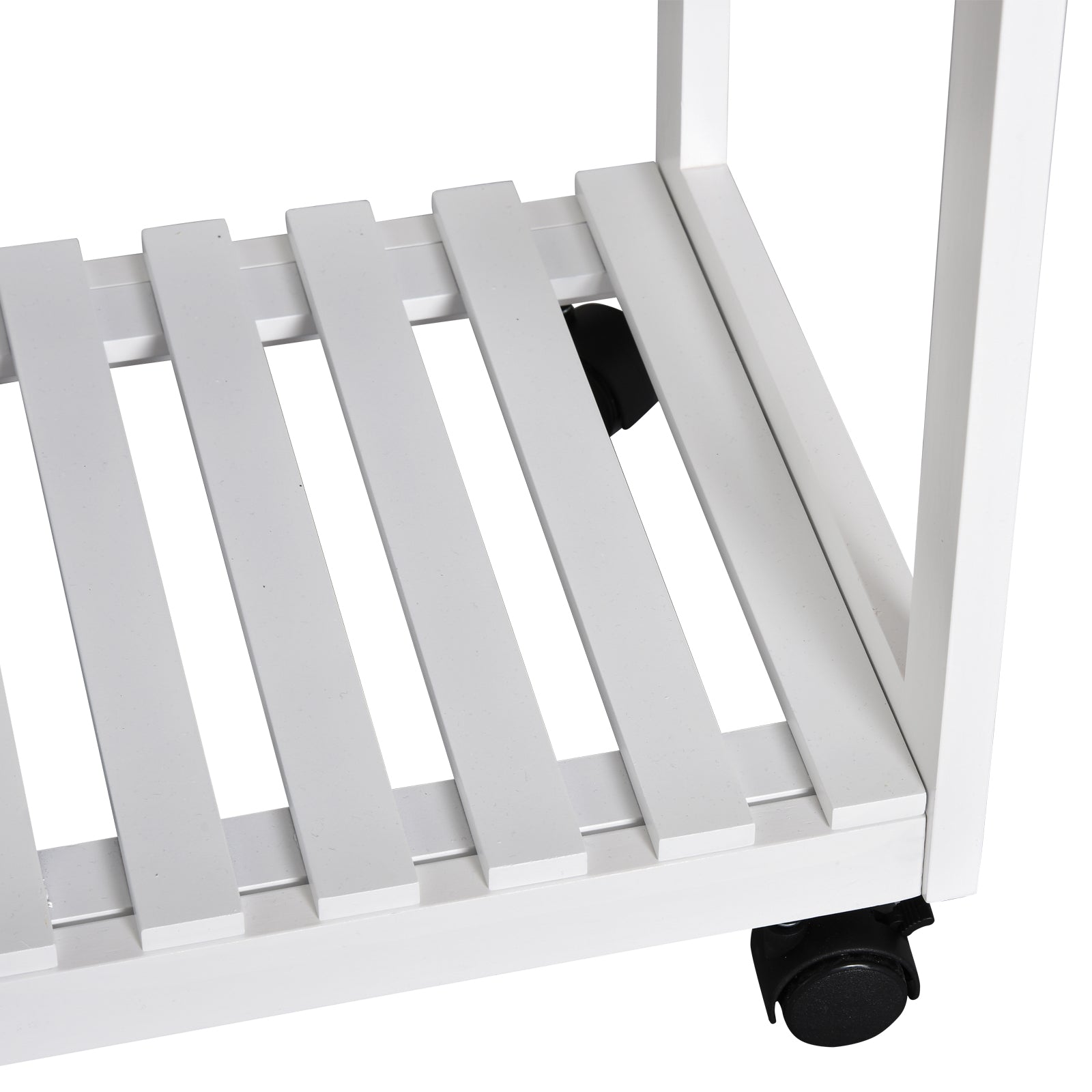 Ensemble Table de Bar Pliable sur roulettes avec étagère et 2 tiroirs + 2 tabourets Bois pin MDF Blanc chêne Clair