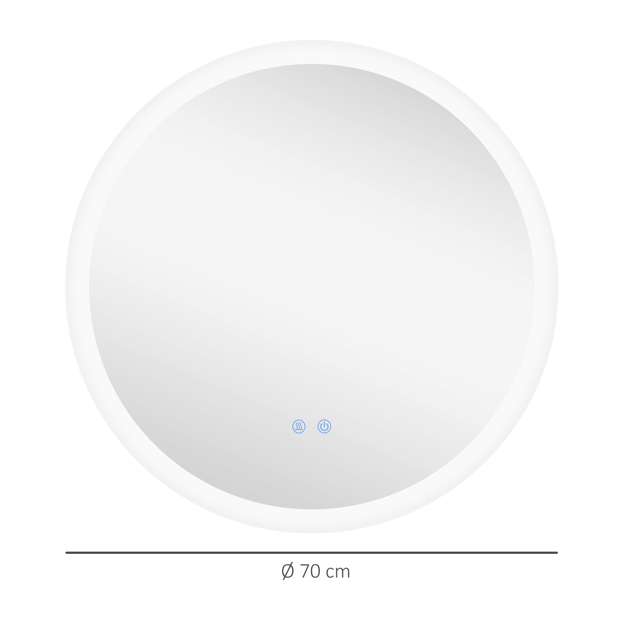 Miroir rond salle de bain avec éclairage LED Ø 70 cm, miroir mural 35W avec anti-buée, 3 couleurs réglables, dimmable, interrupteur tactile, fonction mémoire, blanc et argent