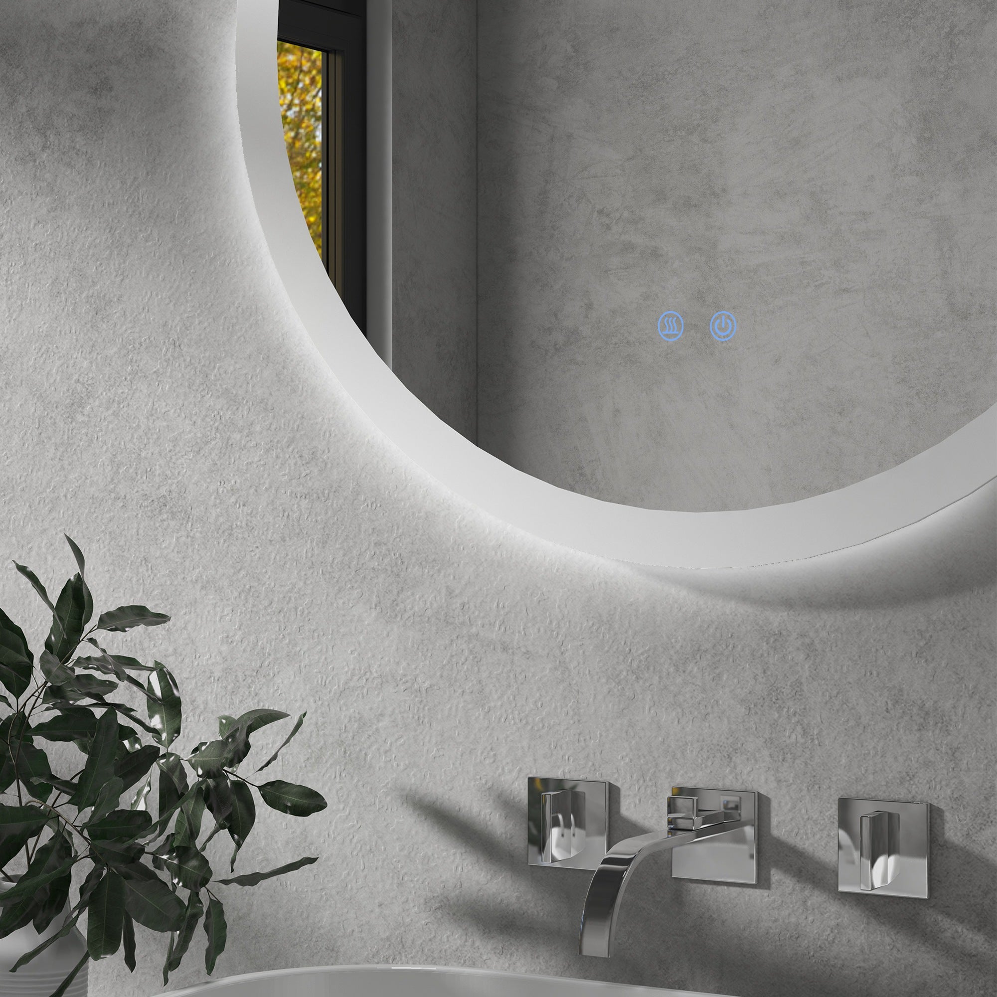 Miroir rond salle de bain avec éclairage LED Ø 70 cm, miroir mural 35W avec anti-buée, 3 couleurs réglables, dimmable, interrupteur tactile, fonction mémoire, blanc et argent