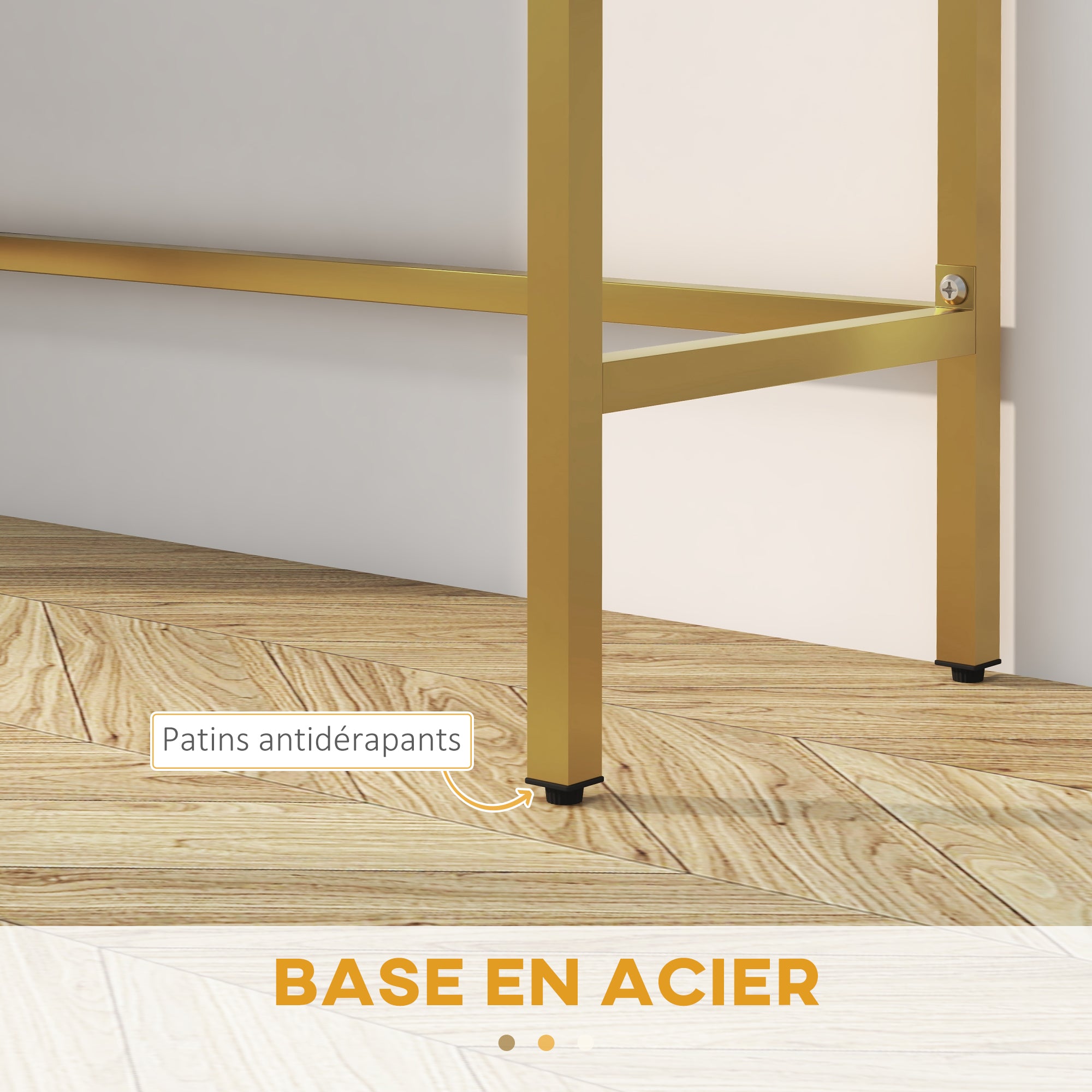 Table console, console meuble, avec 2 tiroirs, base en acier, console entrée, avec pieds antidérapants, pour entrée, salon, blanc